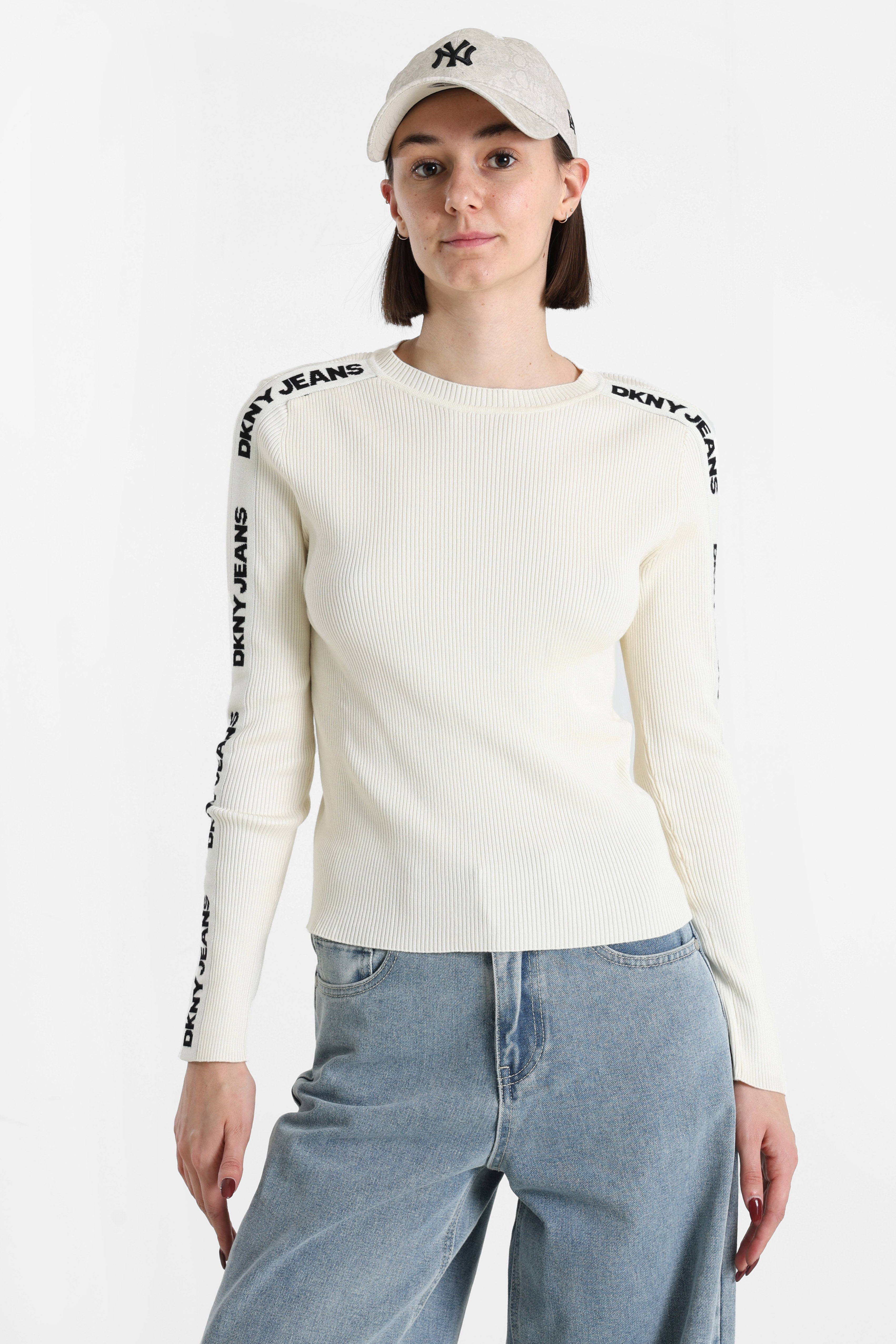 Gerippter Feinstrickpullover - Eggnog