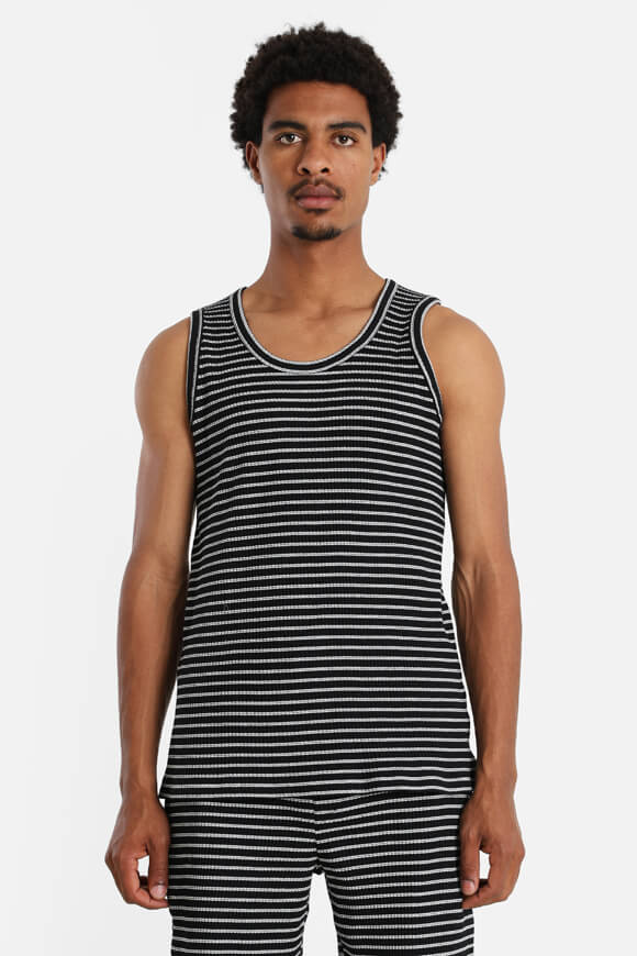 Geripptes Tanktop - Schwarz + Weiss