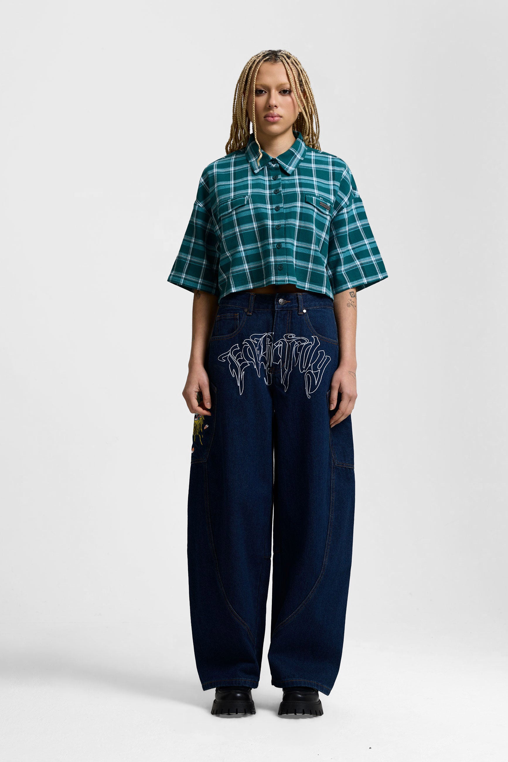 Oversize Karohemd - Teal