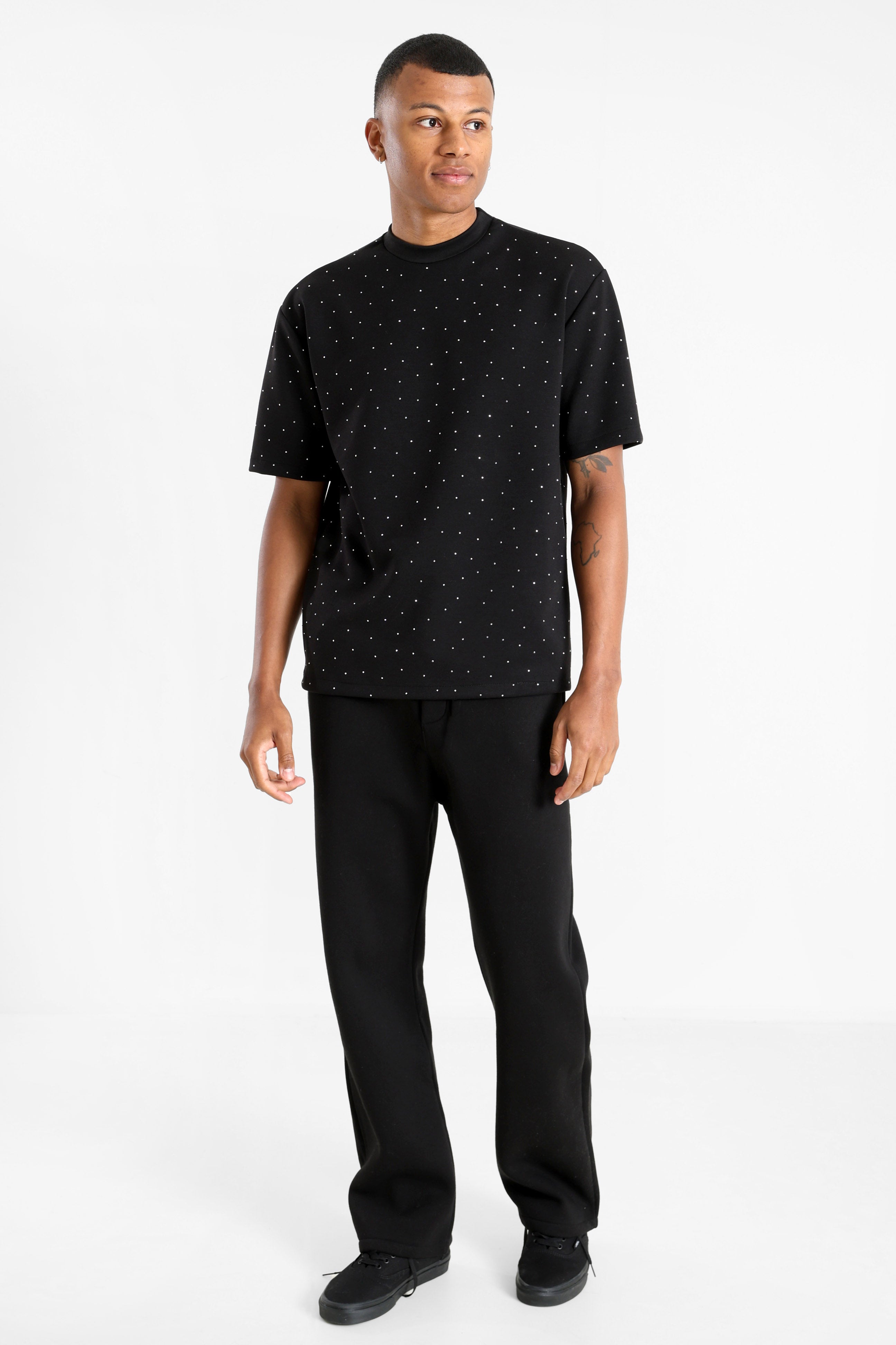 T-Shirt mit Strass - Black