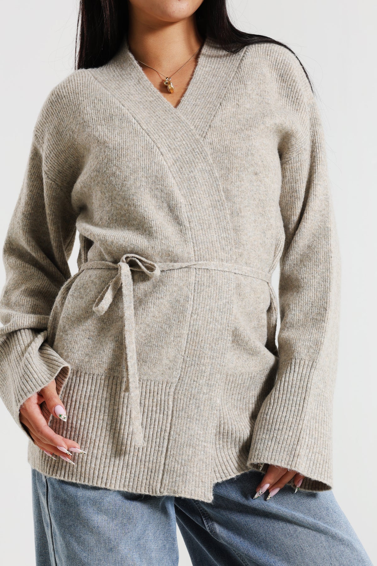 Jaquette en tricot - Beige Melange