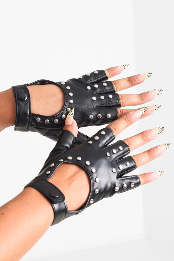 Kunstleder Kurzfingerhandschuhe - Black