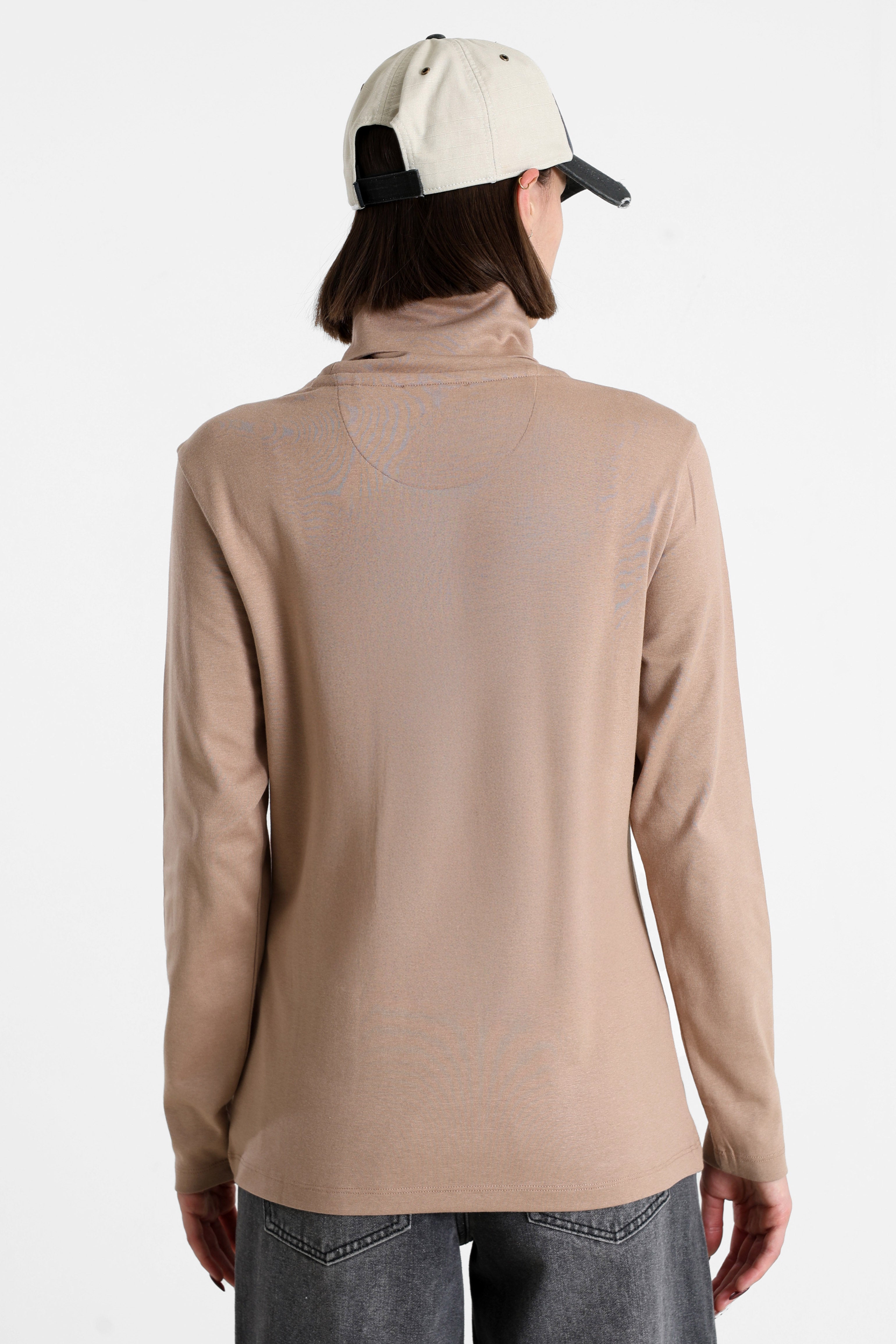 Jane long-sleeve turtleneck shirt - Beige