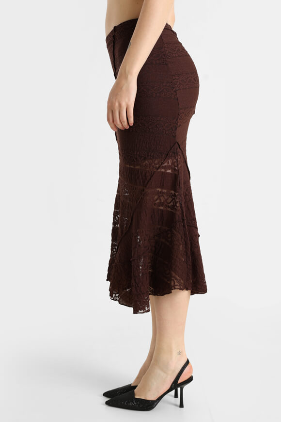 Gonna midi in pizzo - marrone scuro