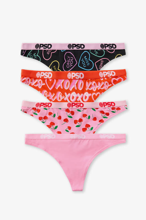 Viererpack Strings - Black + Red + Pink