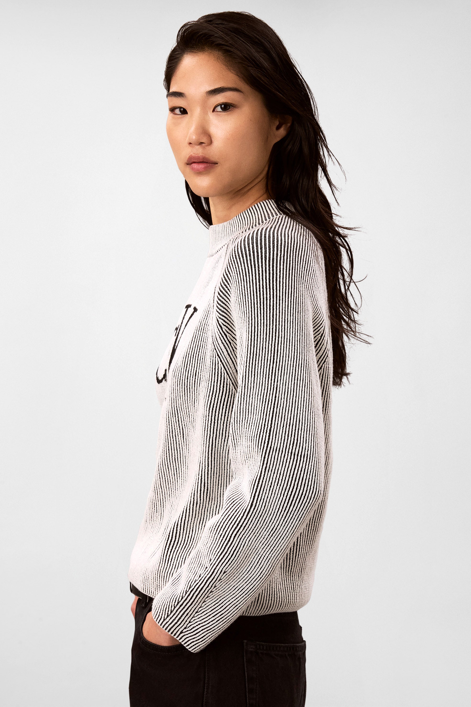 Gerippter Strickpullover - Black Combo