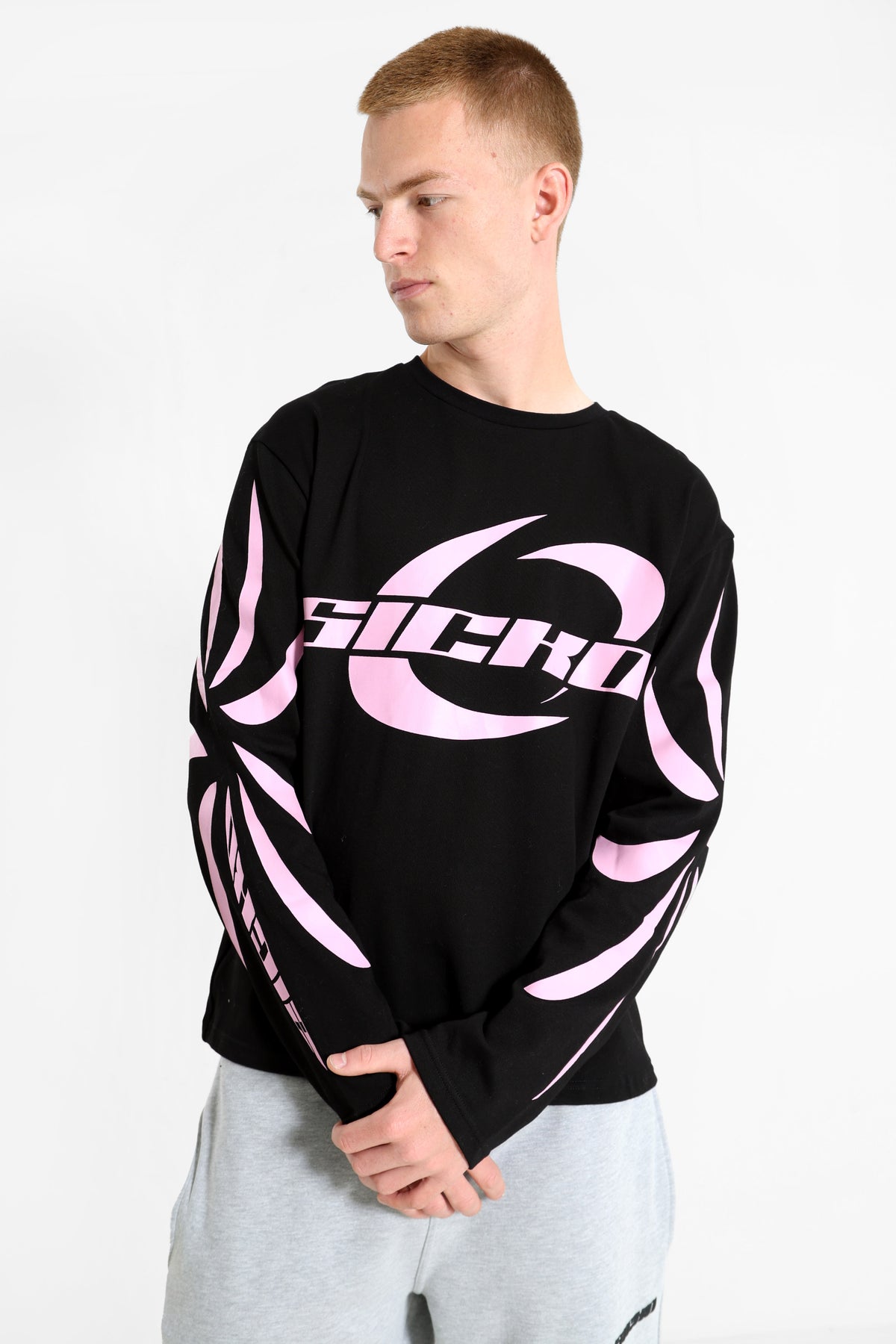 Langarmshirt - Schwarz + Rosa