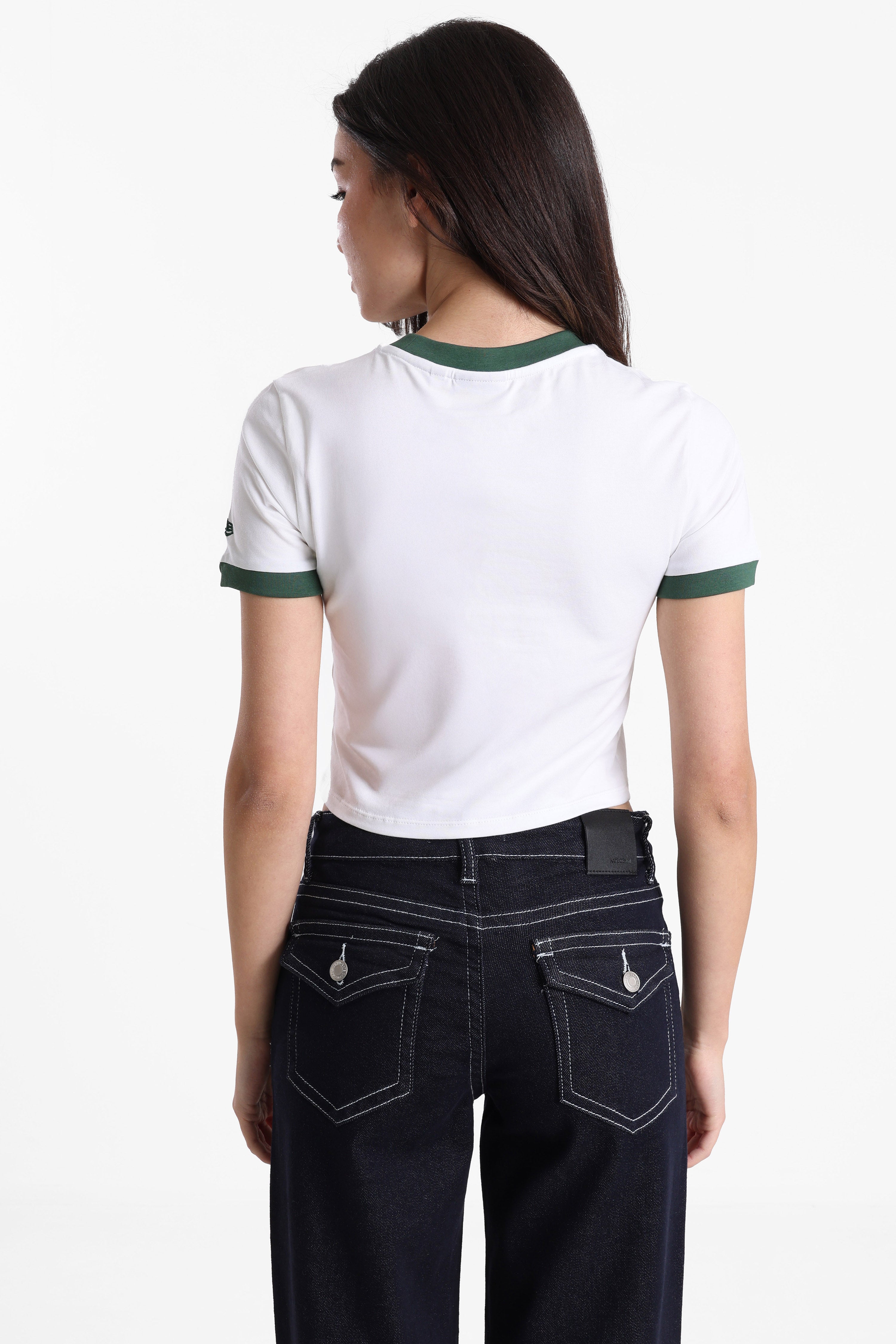 Crop T-Shirt - White + Green