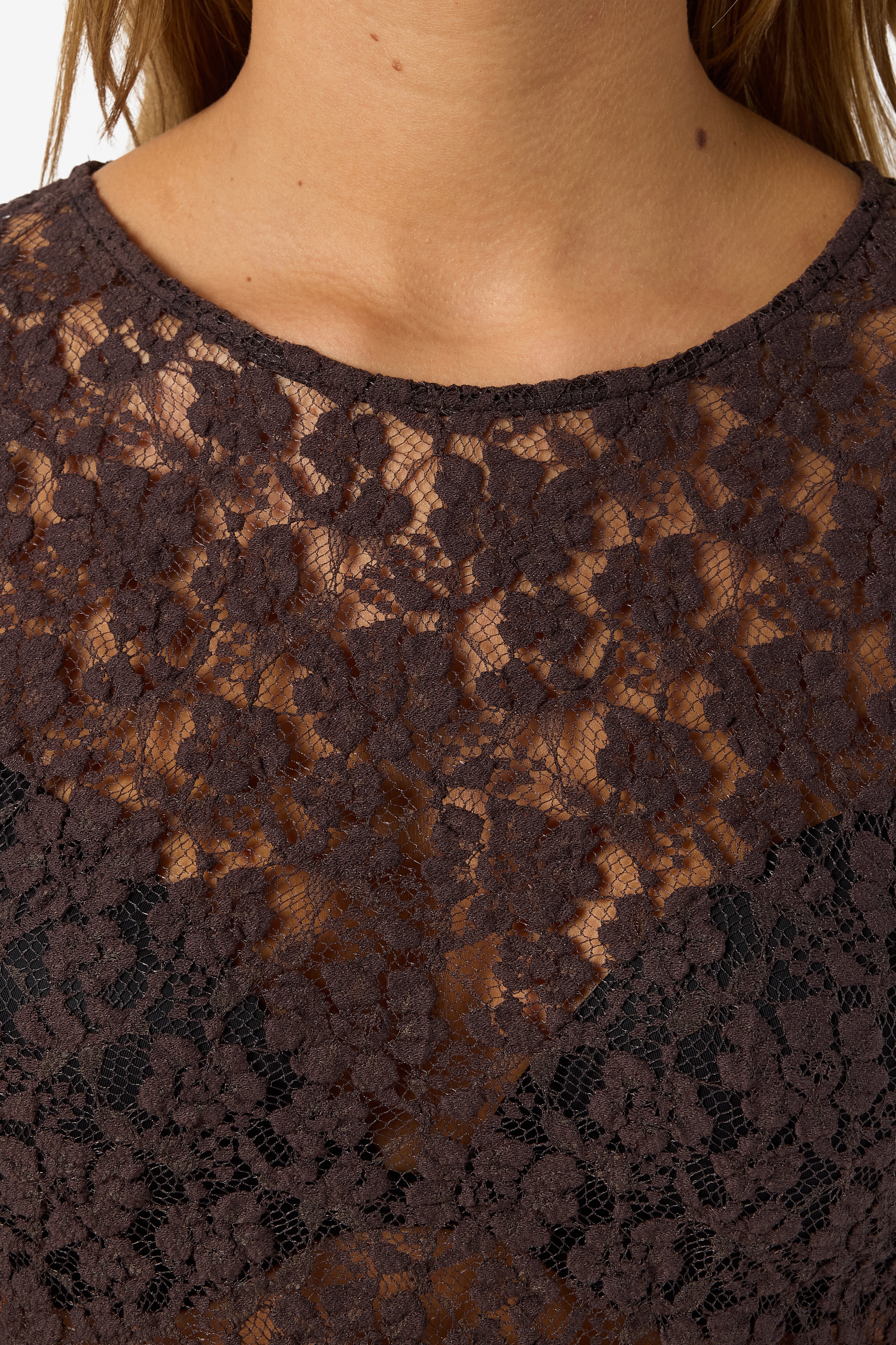 NMMIRIAM Spitzen Langarmshirt - Chocolate Brown