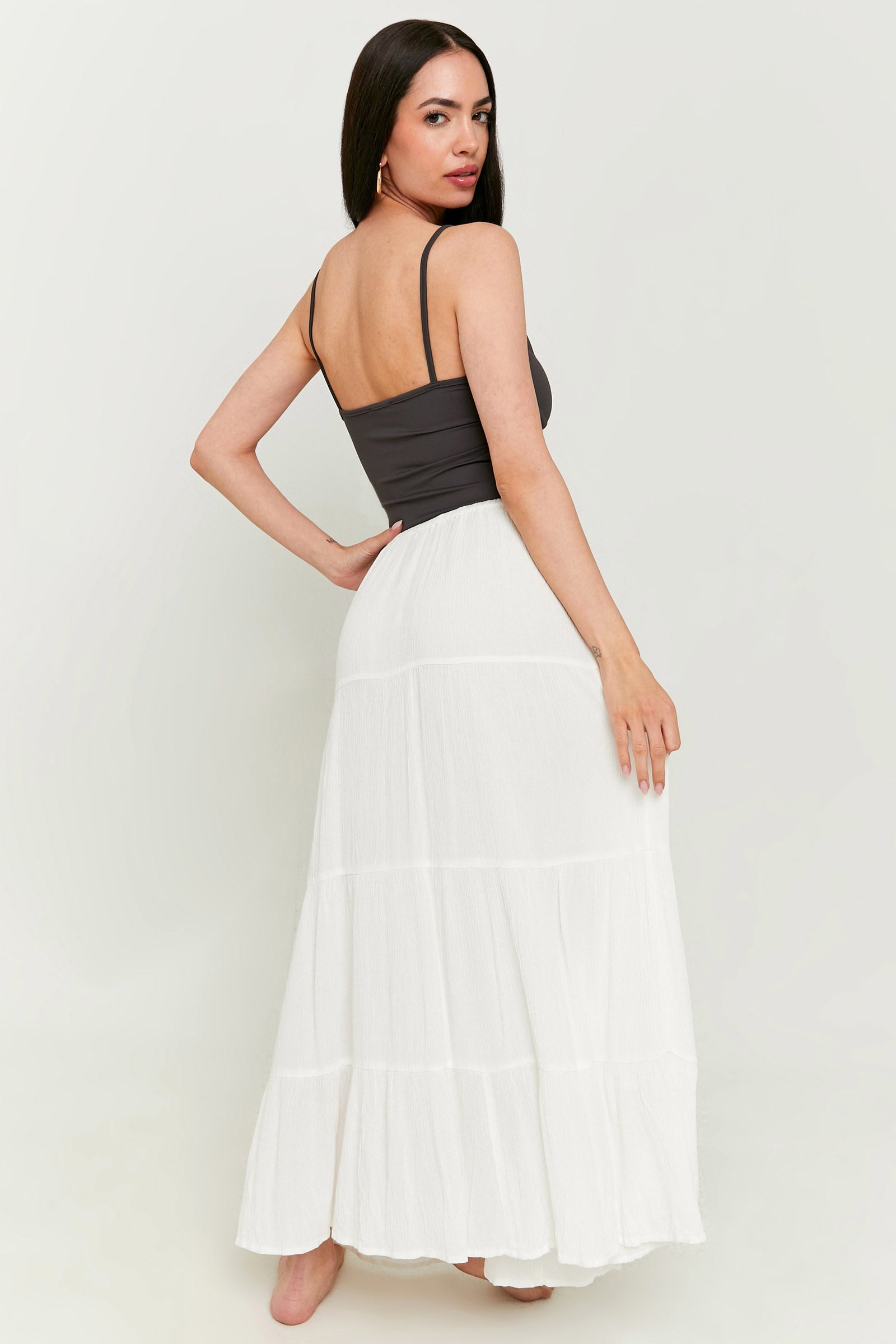 Long skirt in structured fabric - Offwhite