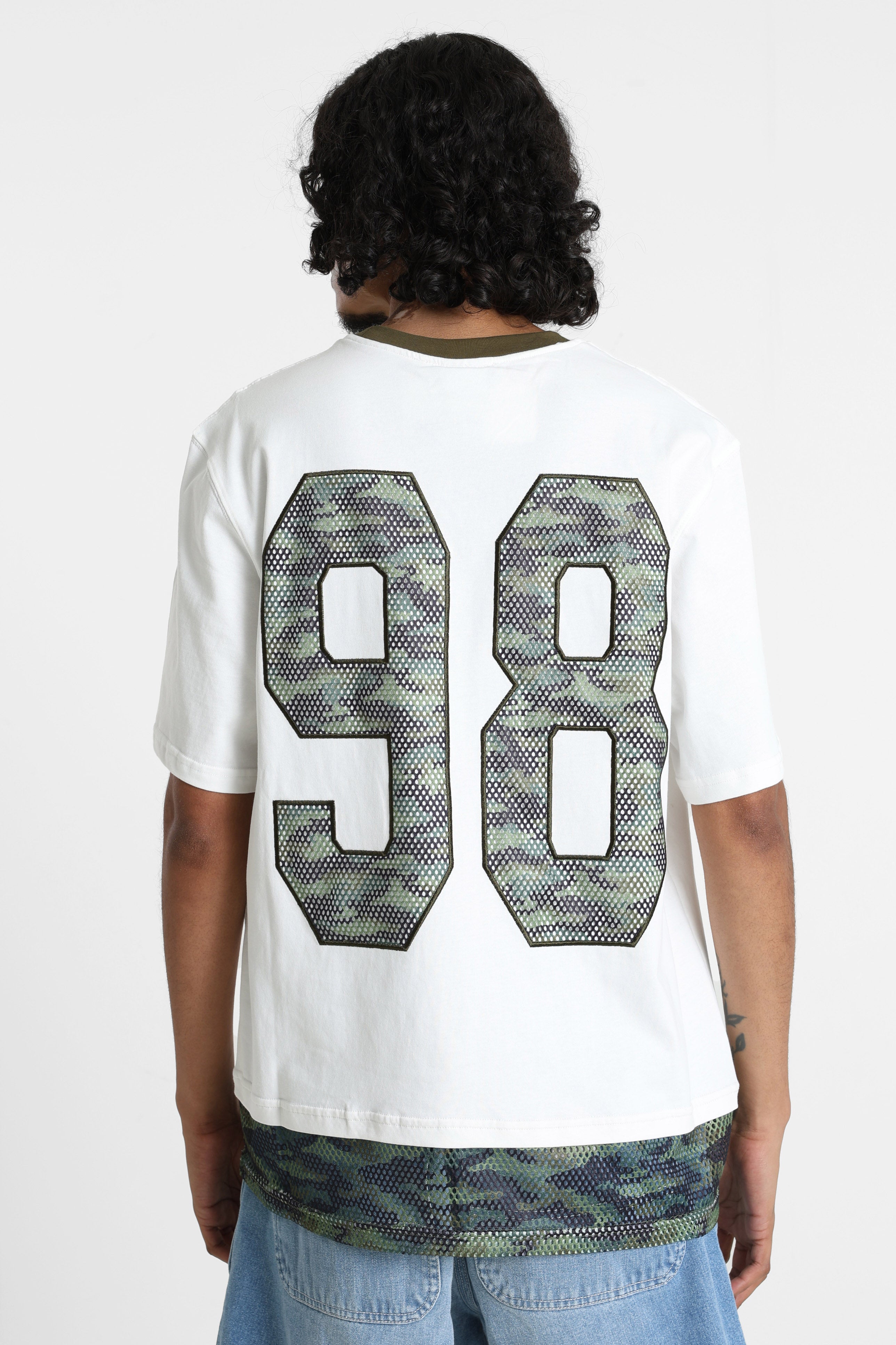 T-Shirt - Weiss + Grün Camouflage