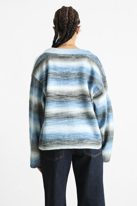 Oversize Cardigan - Blau + Schwarz