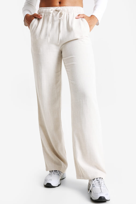 Wide Leg Leinenhose - Hellbeige