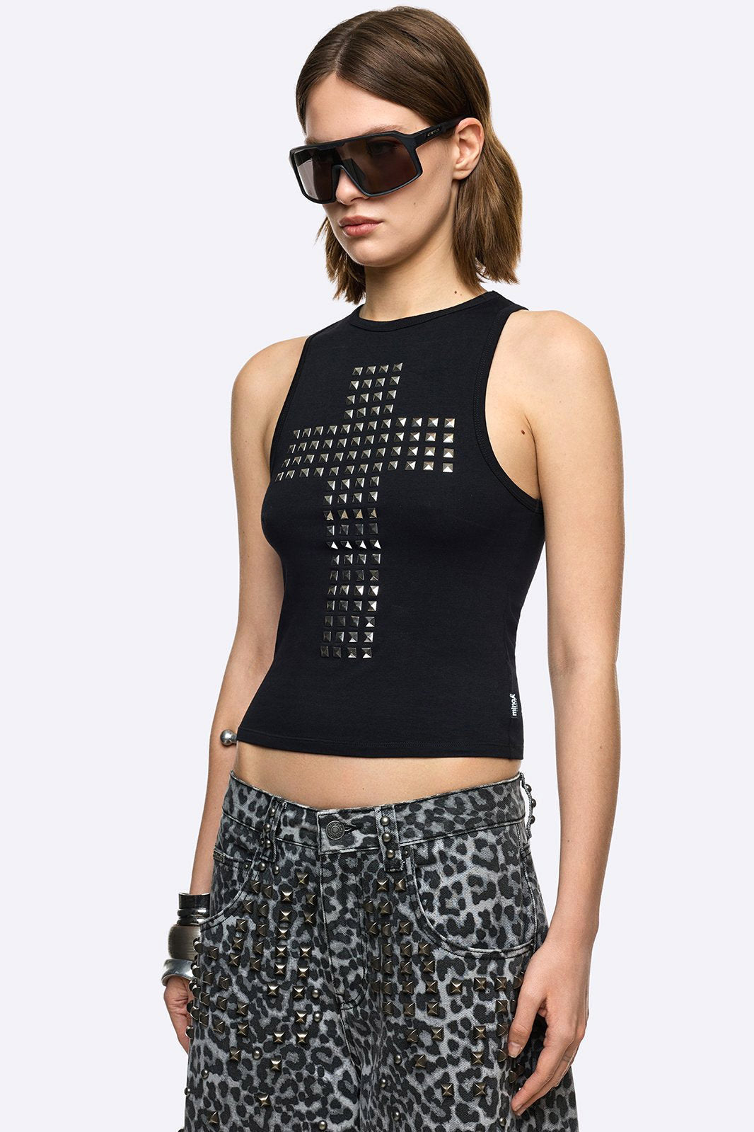 Salvation Slashed Crop Tanktop - Black