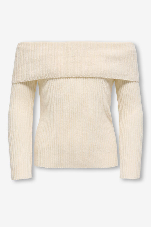 KOGKATIA Off Shoulder ribbed knit sweater - Whitecap Gray Melange