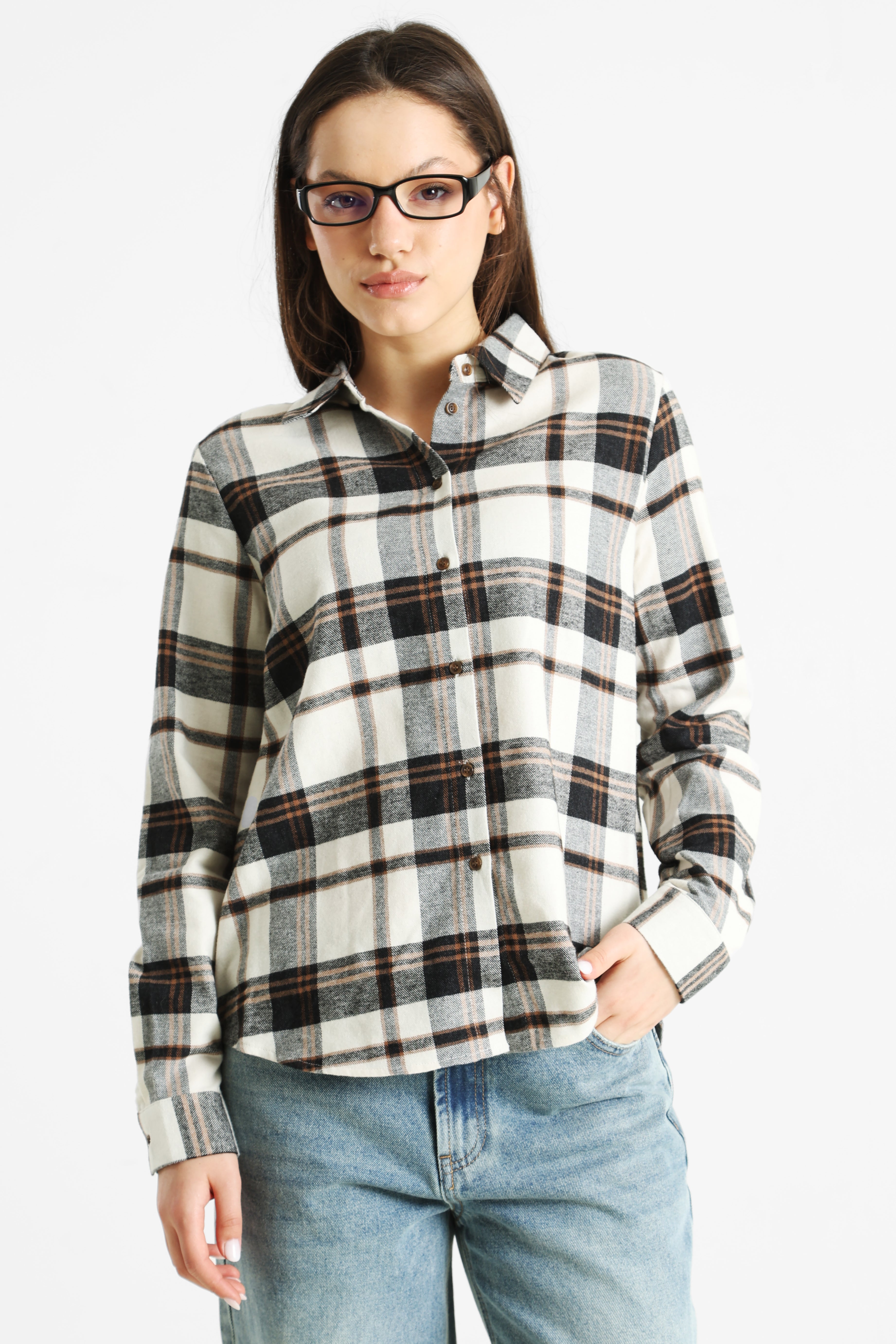 Camicia ONLFIE - Cocco tostato + nero