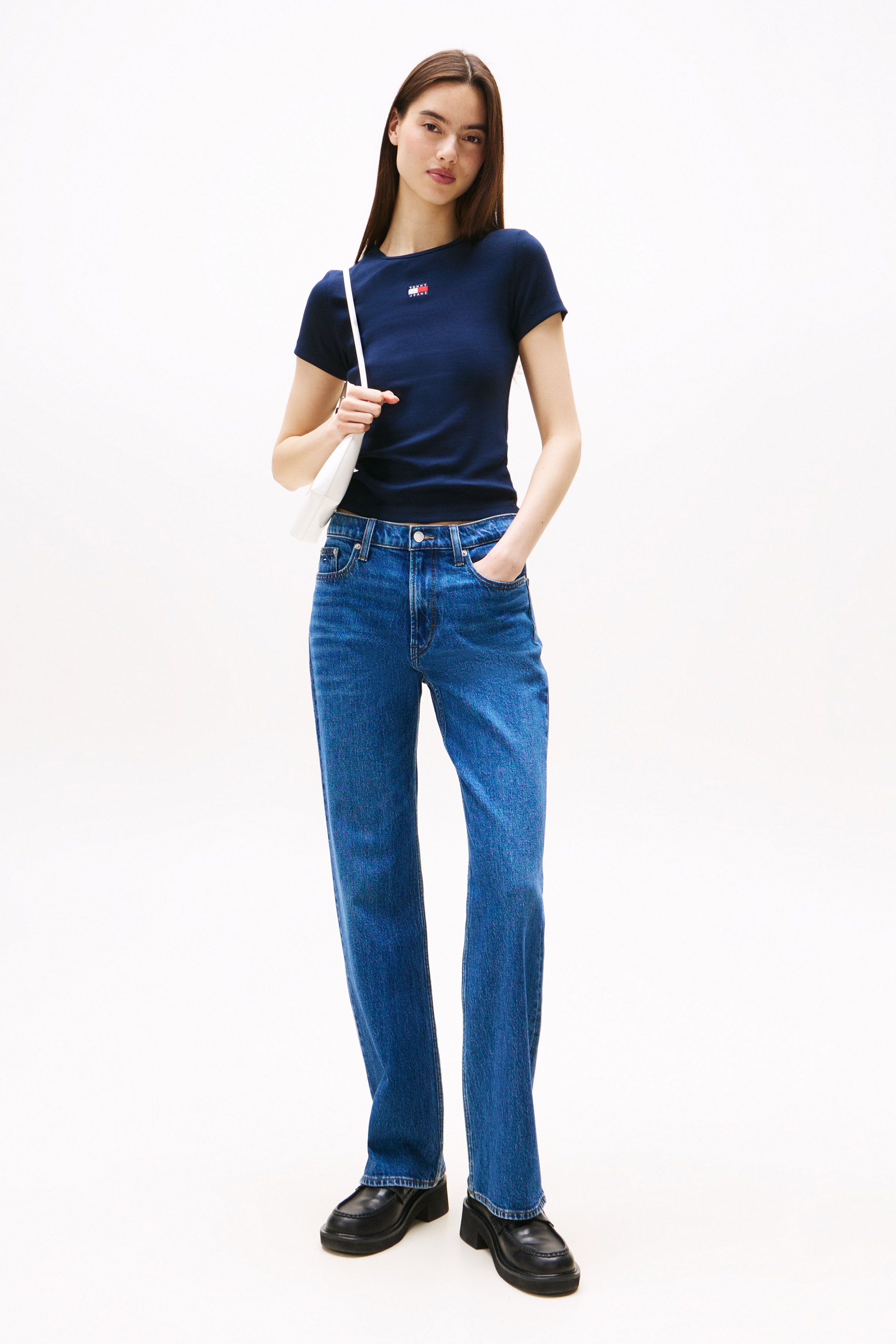 Geripptes T-Shirt - Dark Night Navy