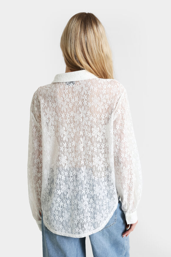 PCSCOUT Chemise oversize en dentelle - Cloud Dancer