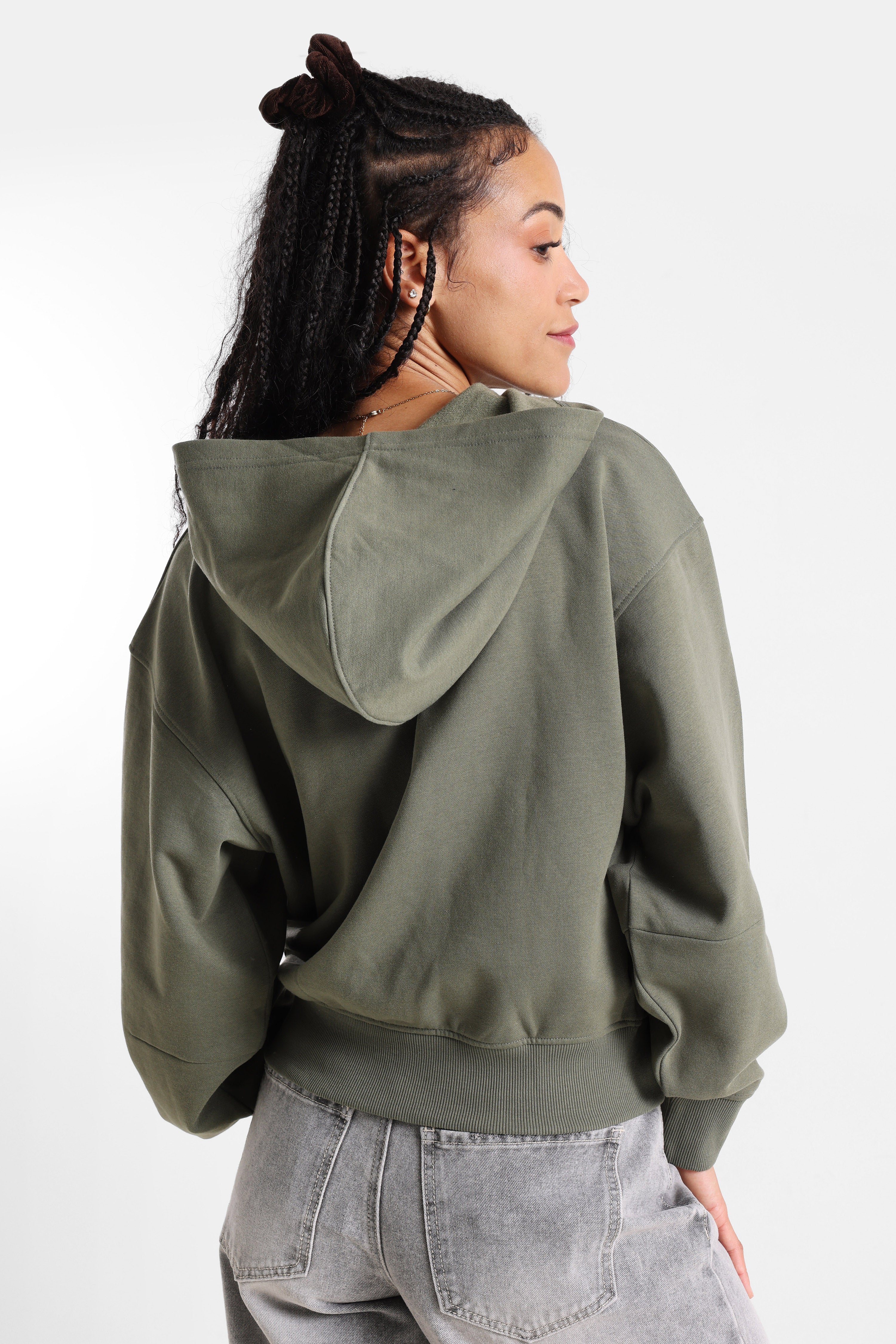 Kapuzensweatjacke - Olive
