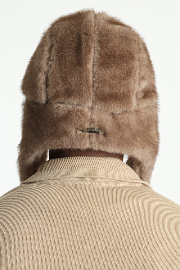 Chapka en fourrure synthétique - Brun + Beige