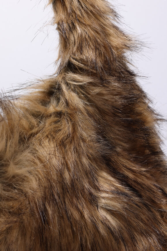 Borsa in pelliccia sintetica - Beige + Nero