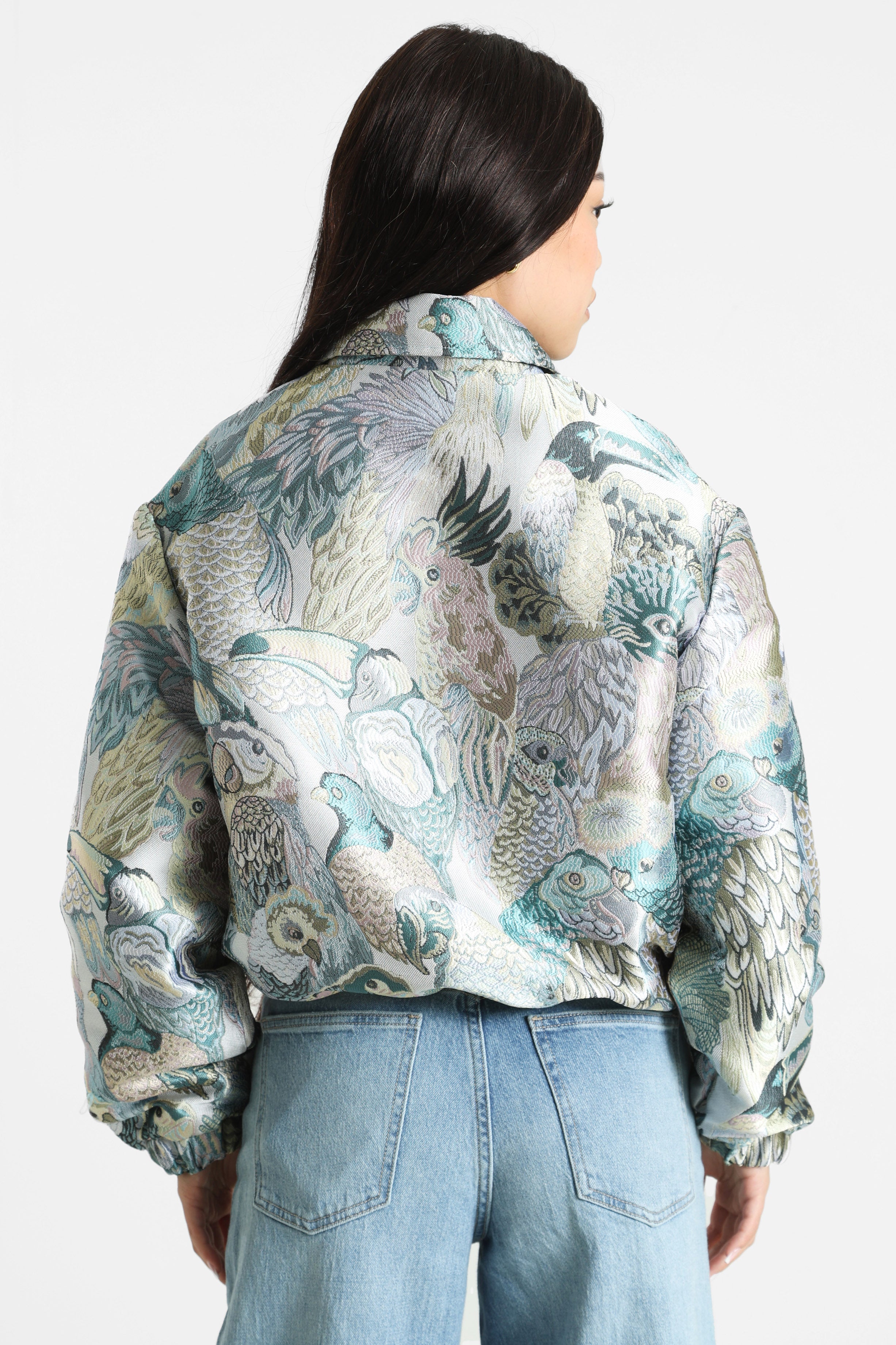 Lightweight cropped jacket - Blue + Multicolor