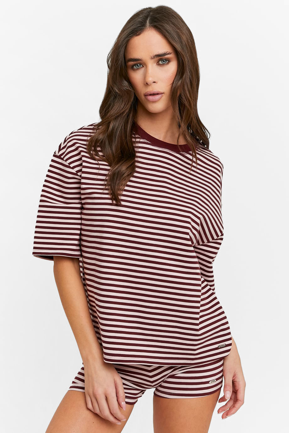 Oversize T-Shirt - Burgundy + Light Pink