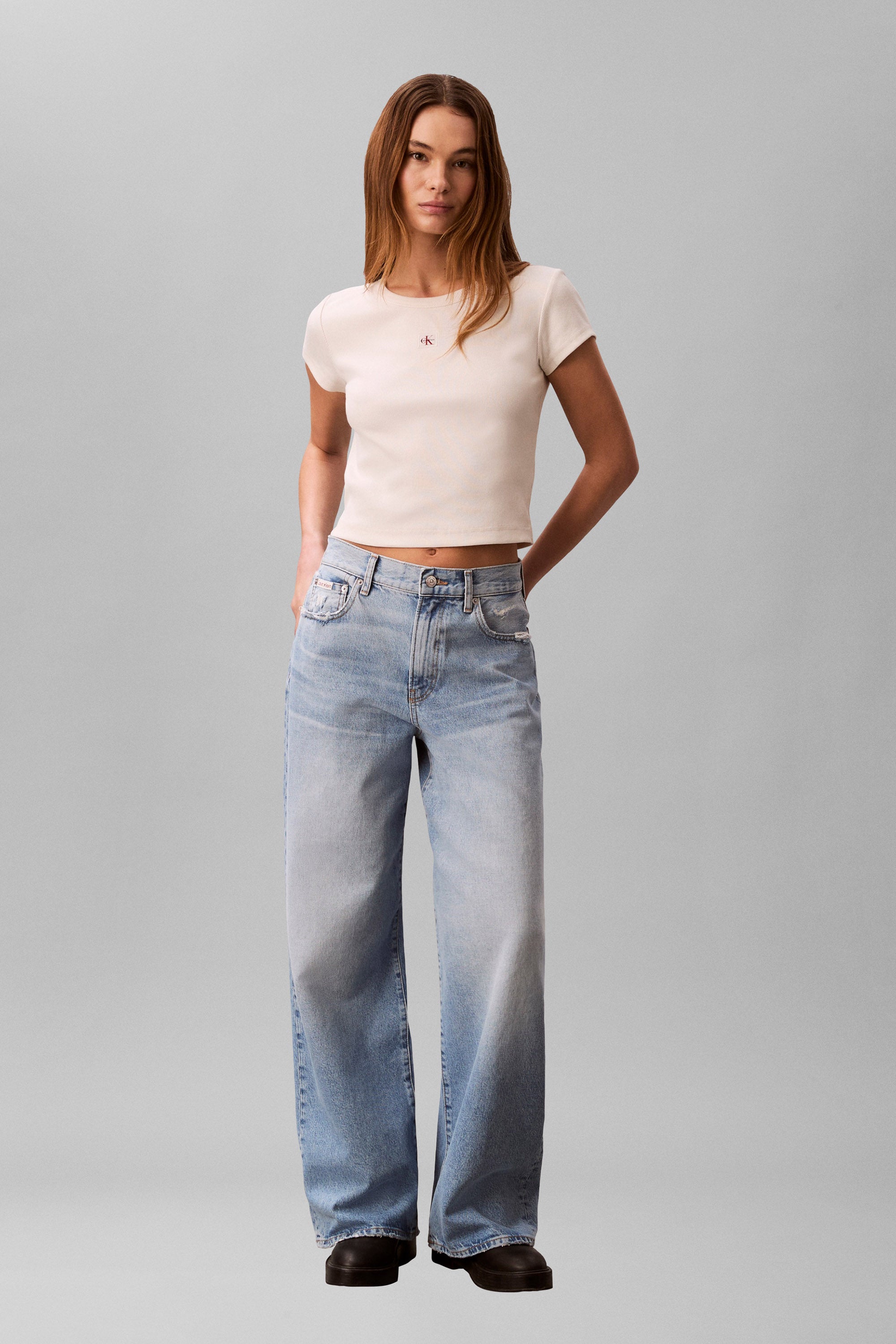 Geripptes Crop T-Shirt - Calico