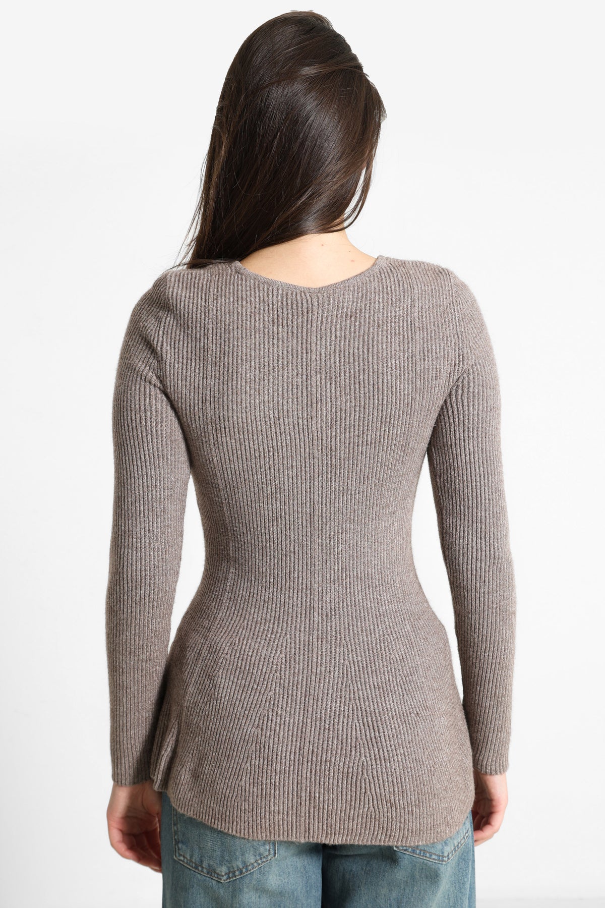 ONLIBI ribbed knit peplum sweater - Bracken