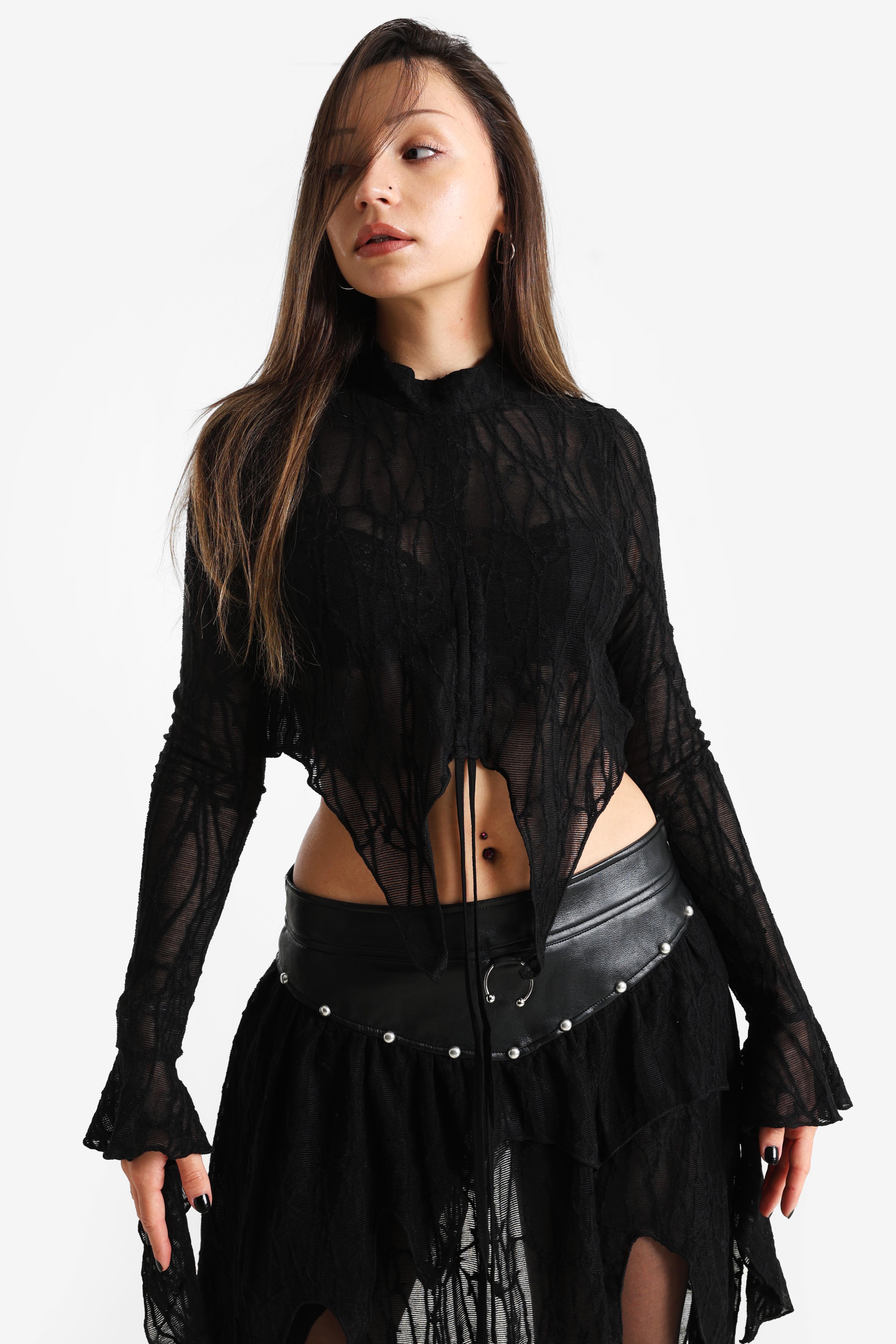 Camicia a maniche lunghe Abyssia Mesh - Nero