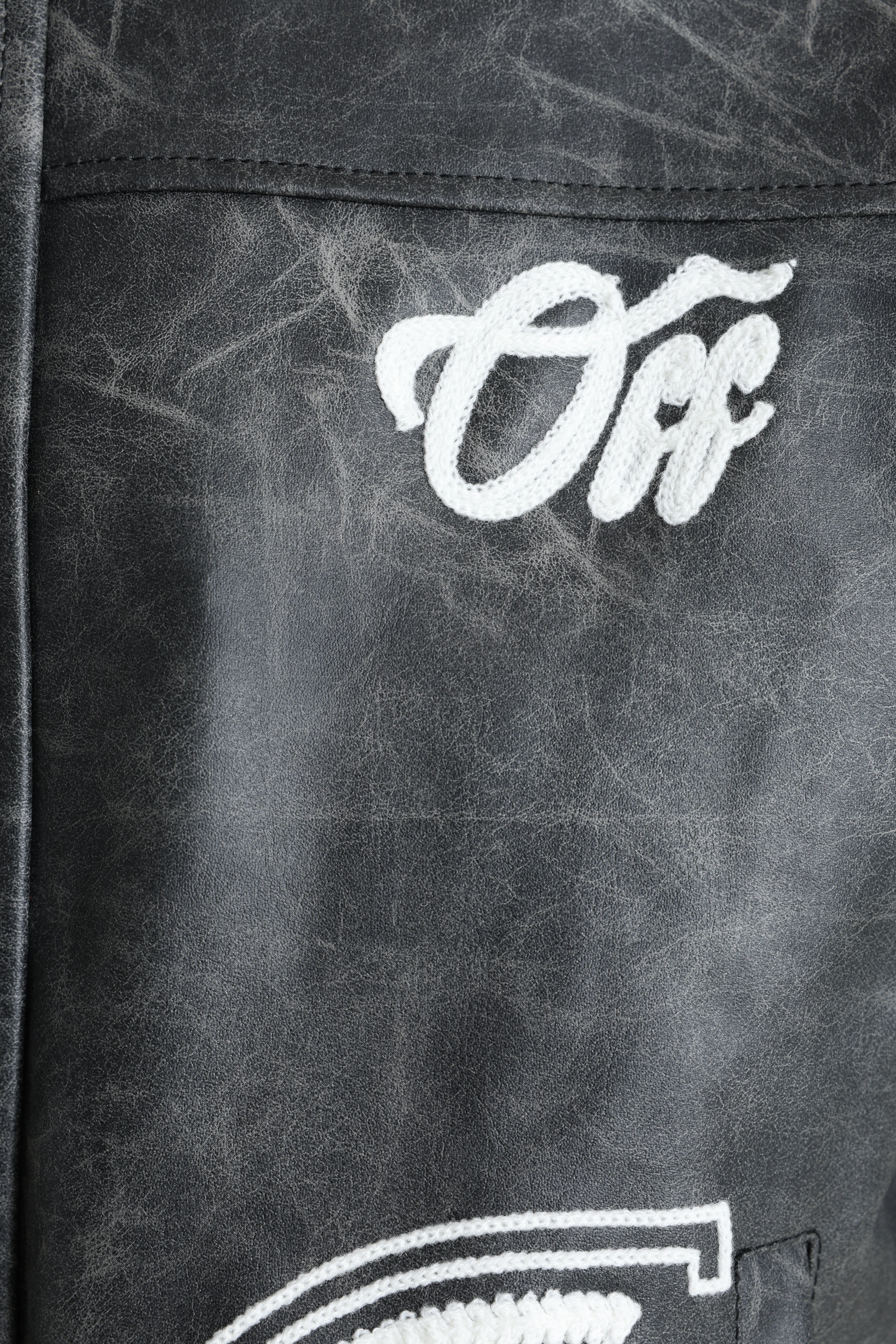 Faux leather jacket - Black Washed