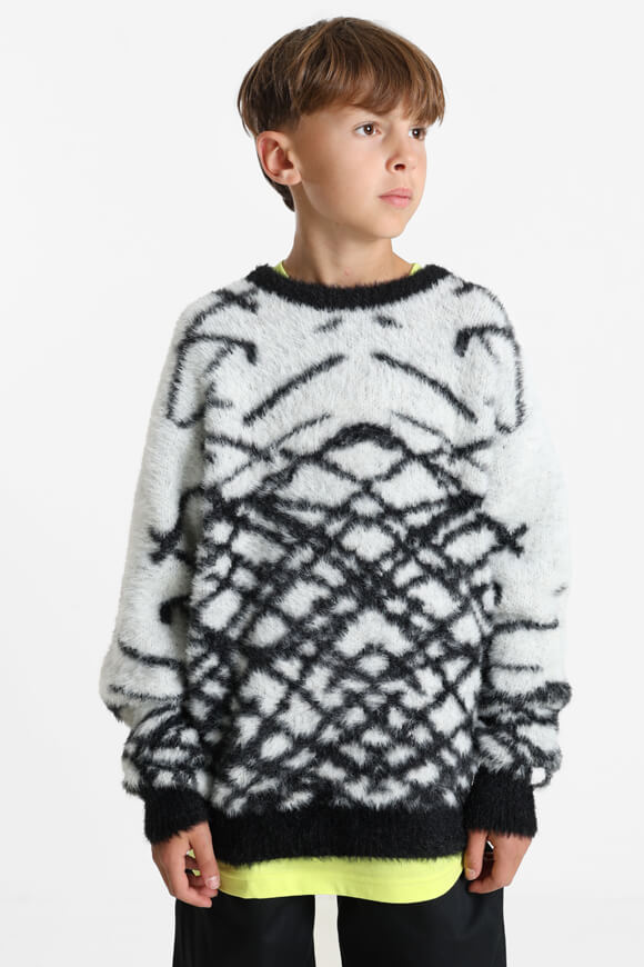 Hairy Strickpullover - Offwhite + Schwarz