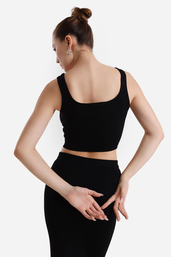 Ribbed crop knit top - black