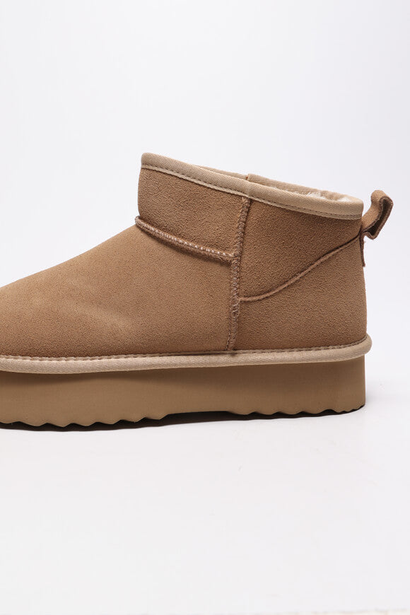 Lined platform ankle boot - Cappuccino