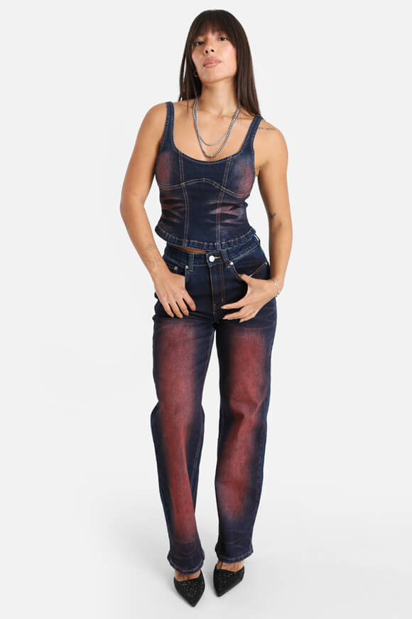 Jeans corset top - dark blue + red