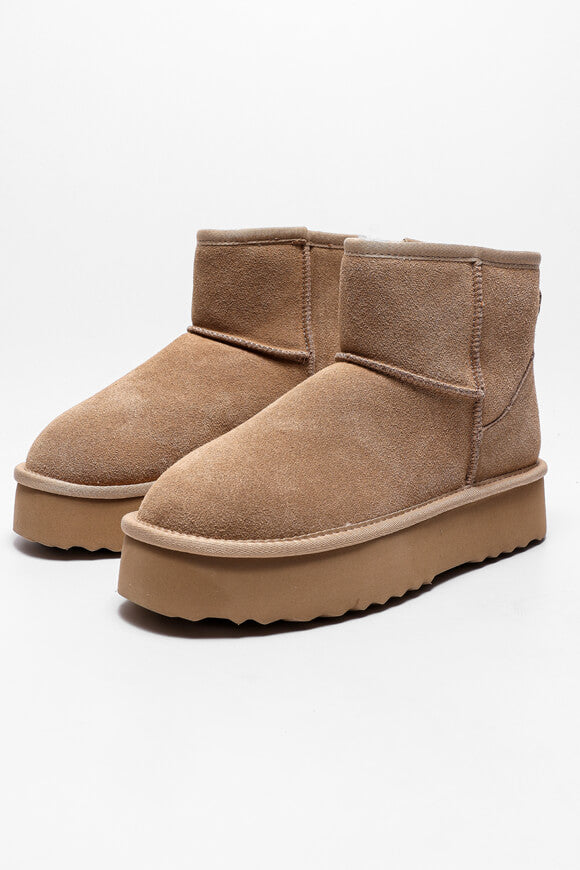 Stivaletto con plateau foderato - Cappuccino