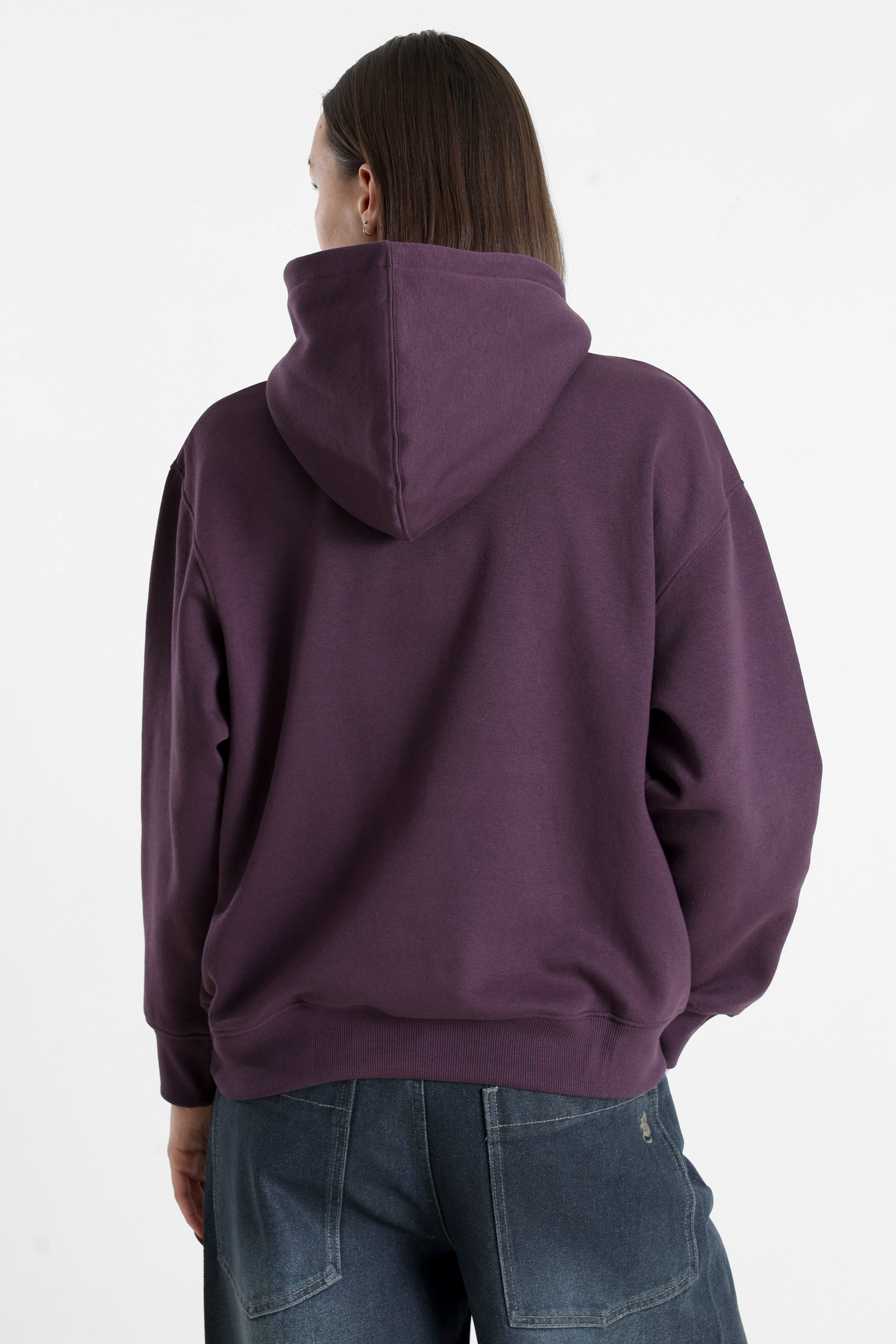 Sweatshirt à capuchon - Aubergine + Blanc