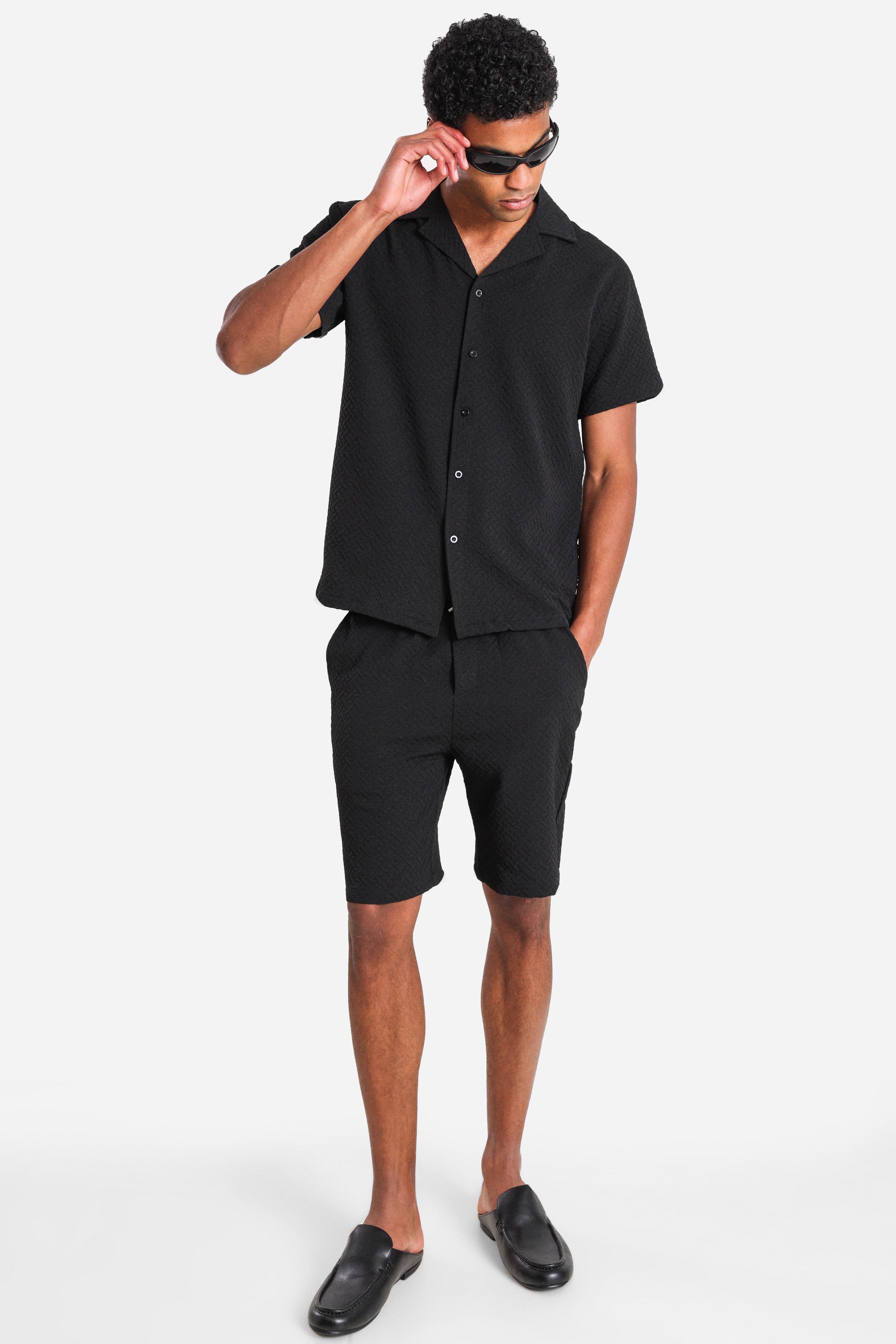 Camicia in tessuto strutturato - Black