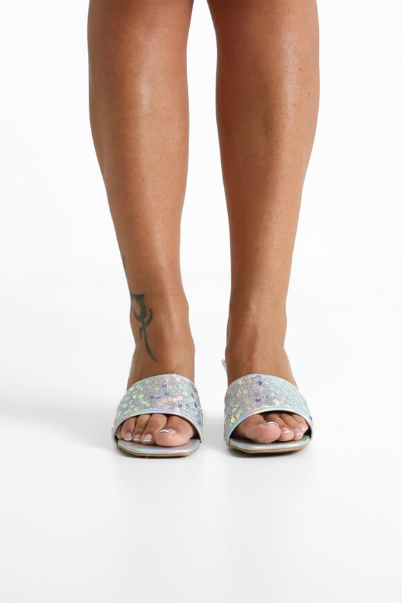 Mules avec paillettes - Silver