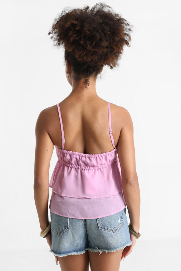 Seersucker strap top - pink/purple