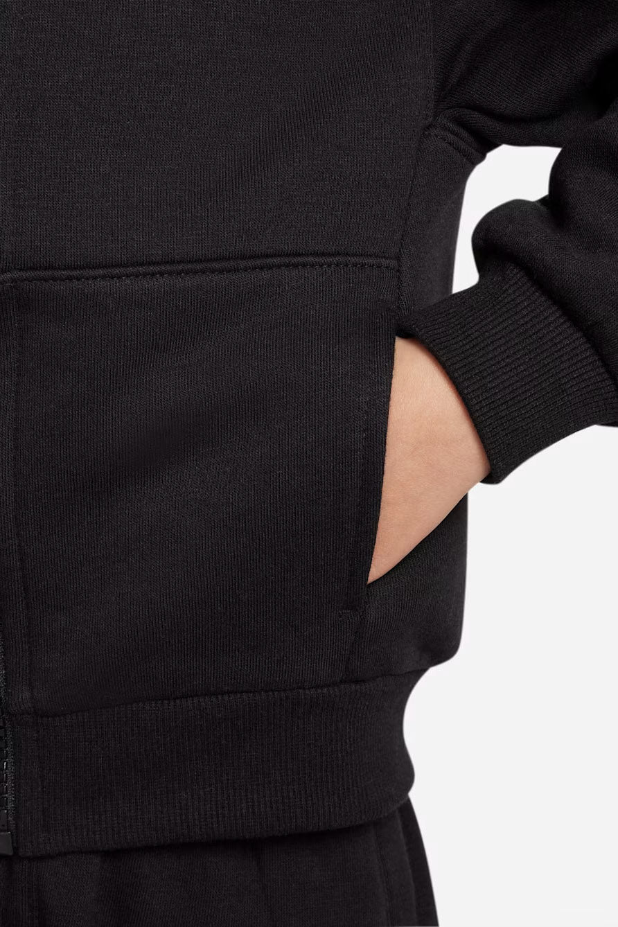Felpa junior con cappuccio e zip - Black