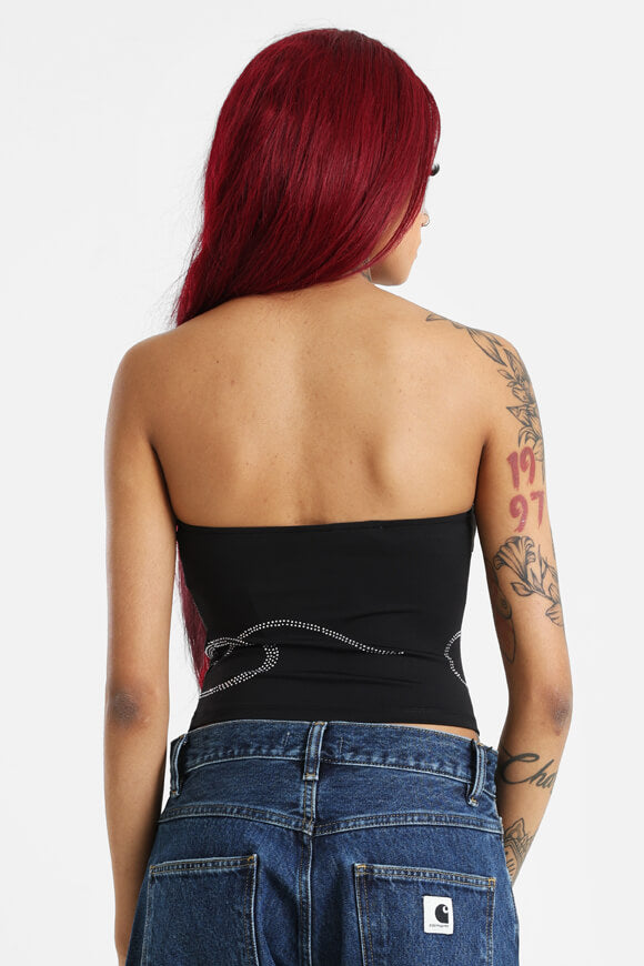 Bandeau Crop Top mit Strass - Schwarz