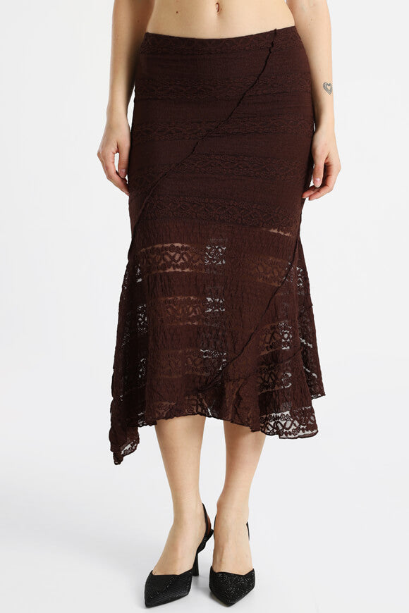 Gonna midi in pizzo - marrone scuro