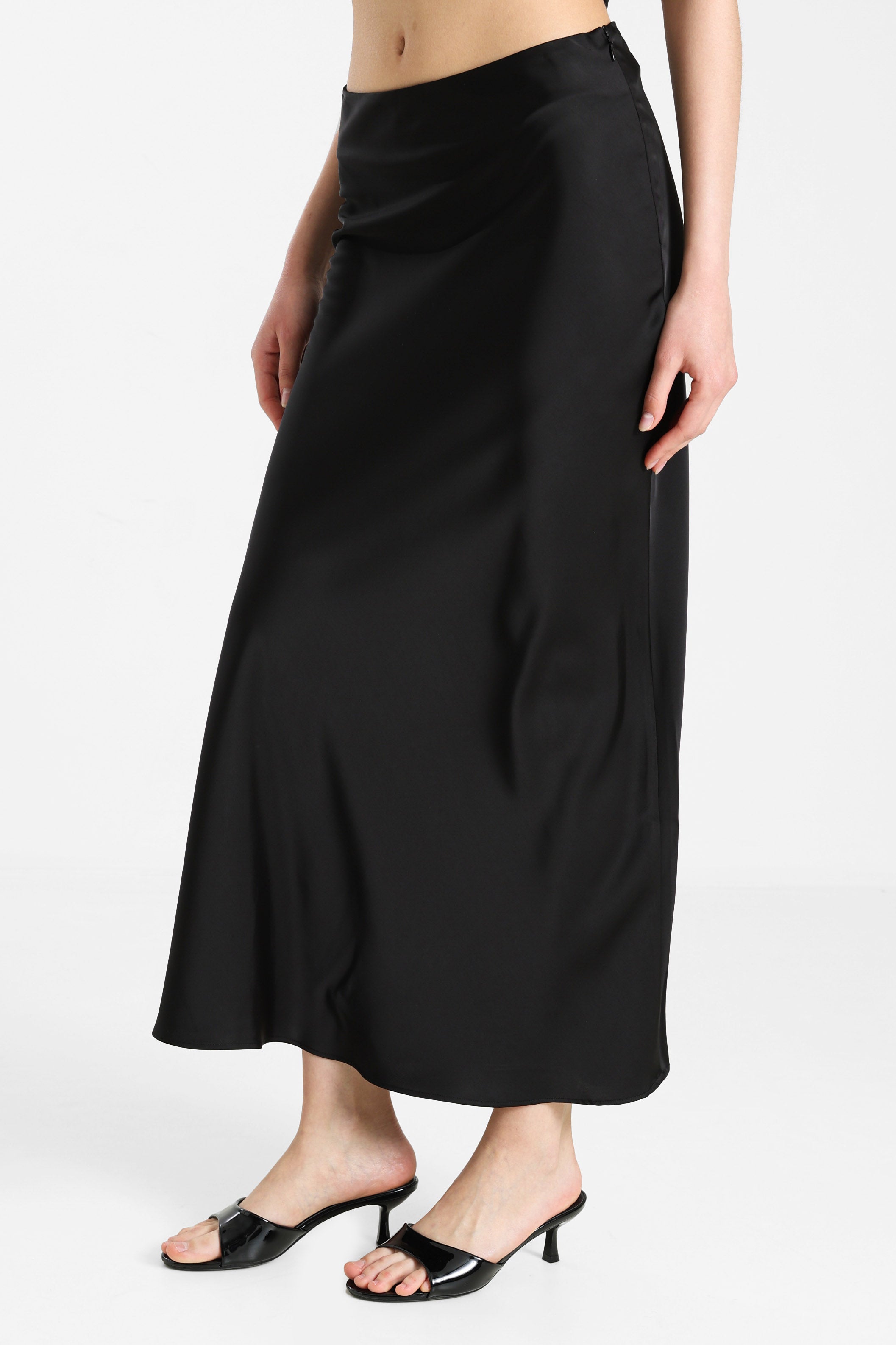 Gonna lunga in satin - Nero