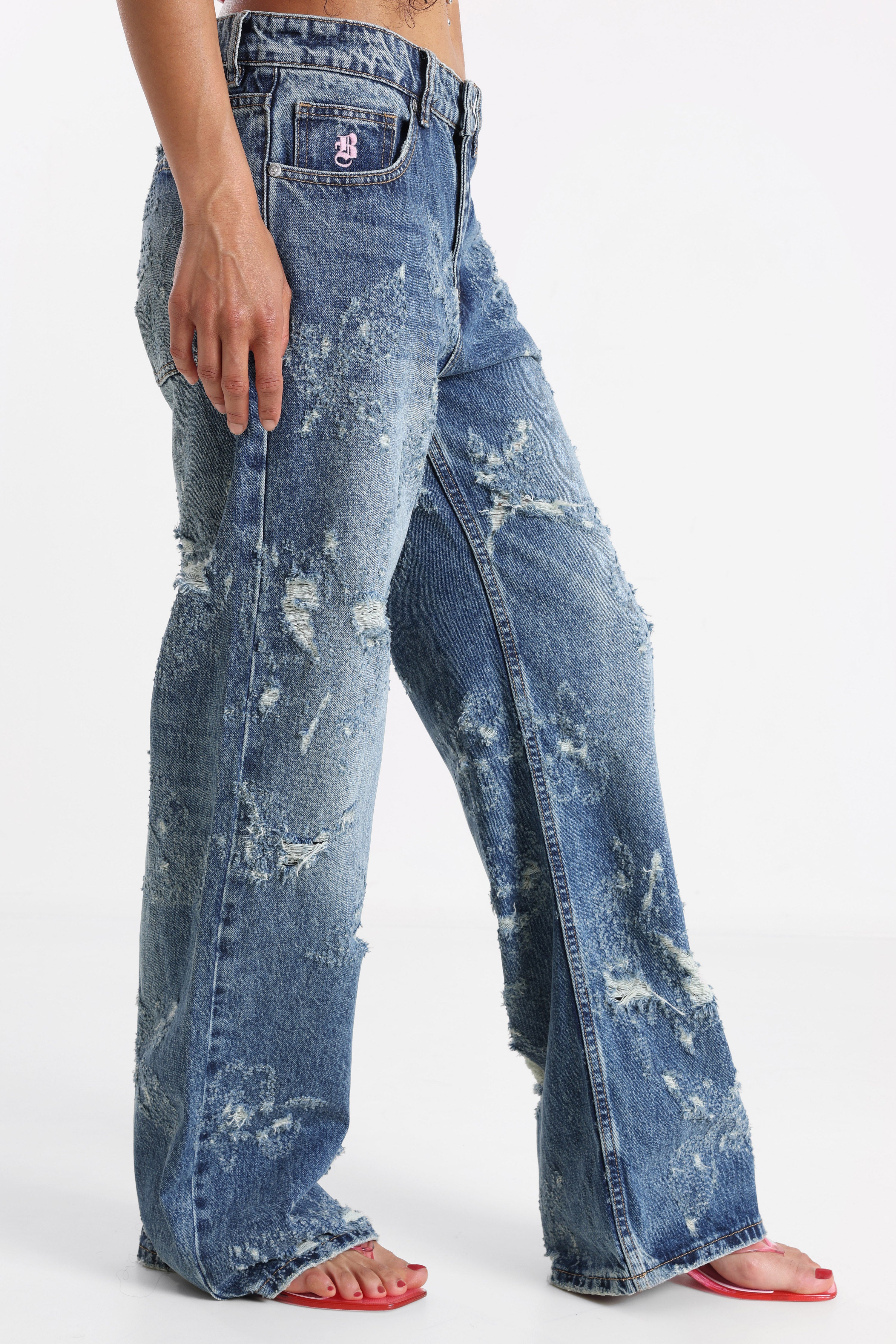 Wide Leg Jeans - Blau
