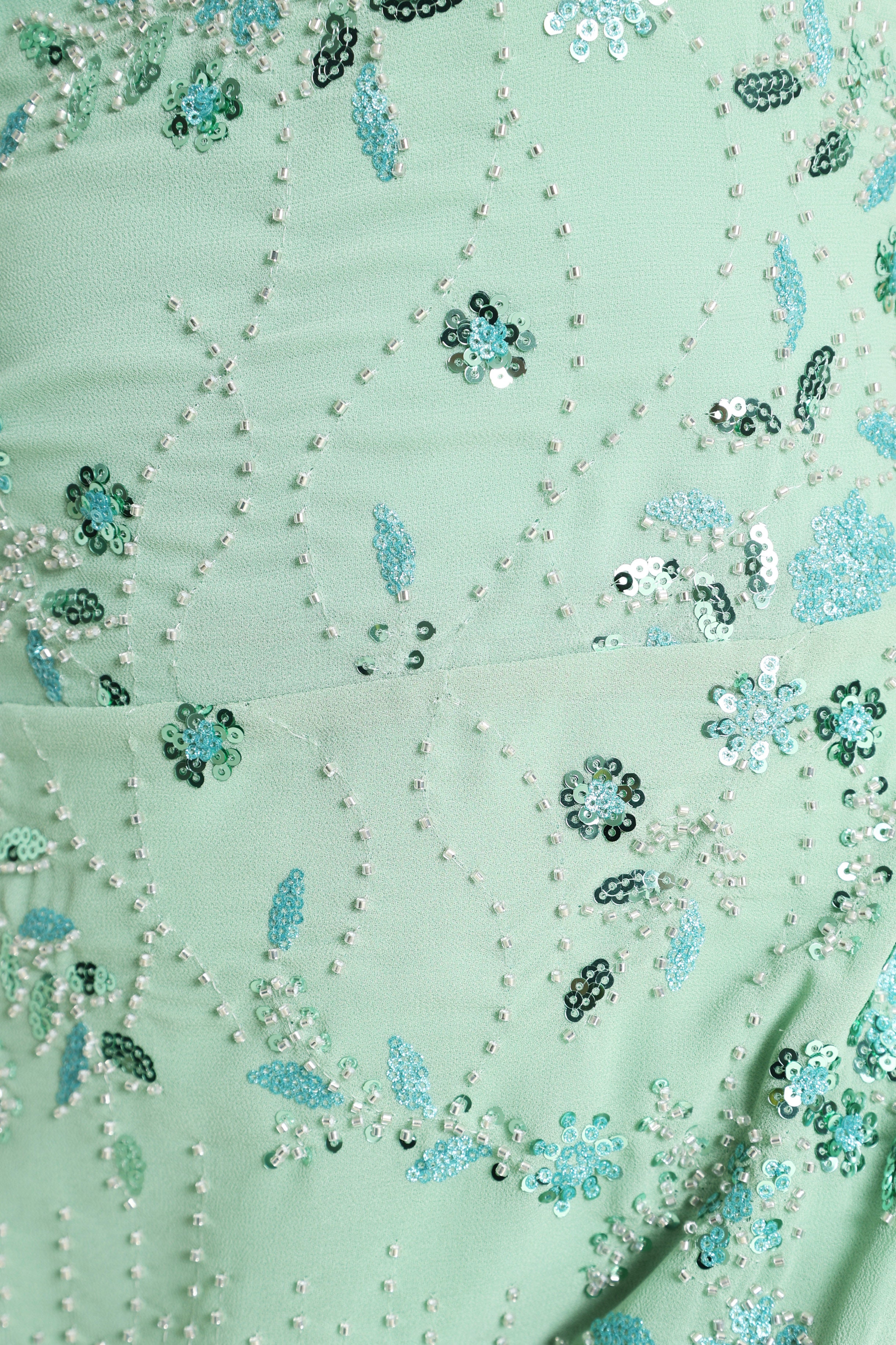 Long dress with rhinestones - Vert clair