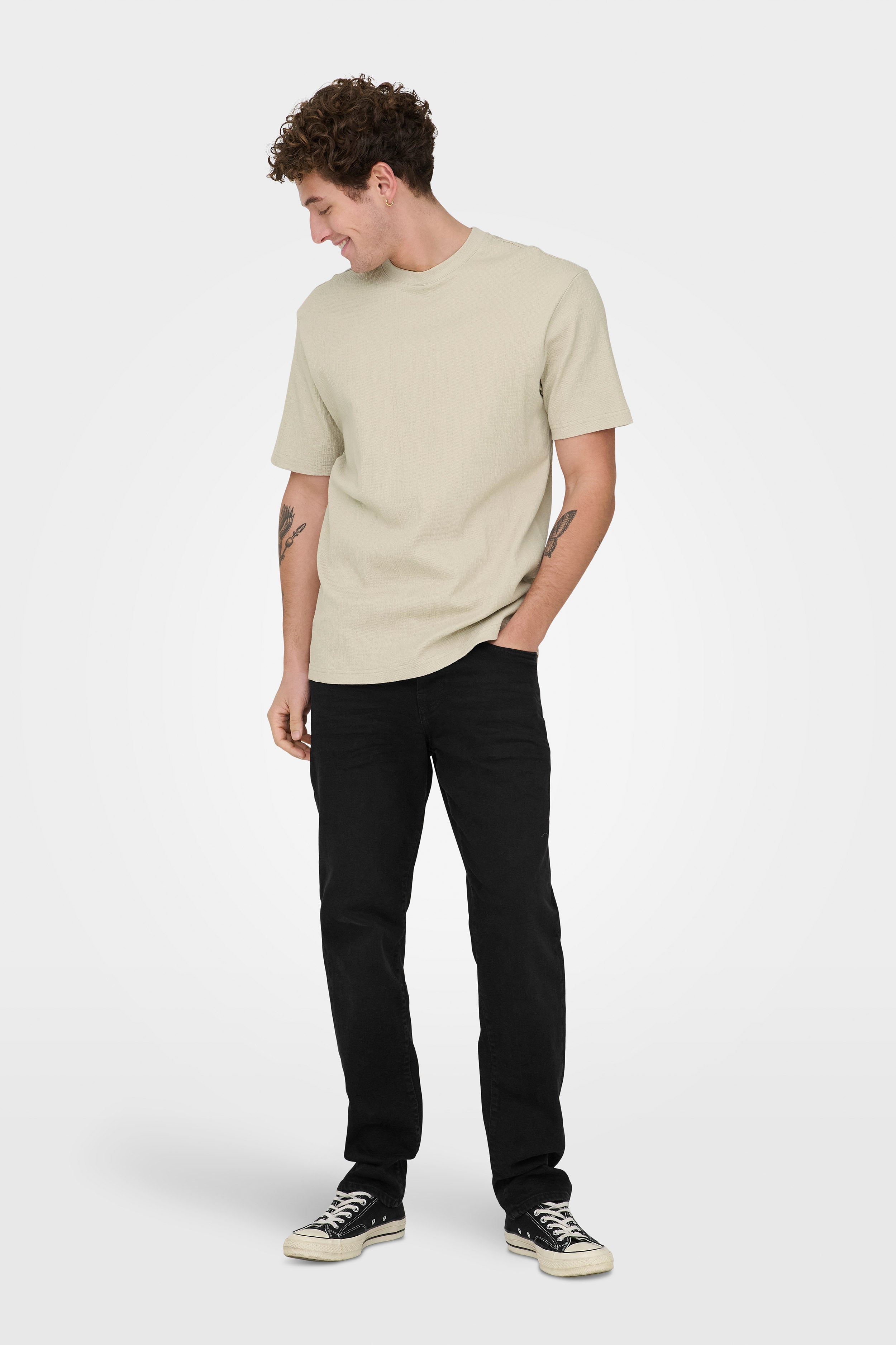 ONSEDDIE Strukturiertes T-Shirt - Silver Lining