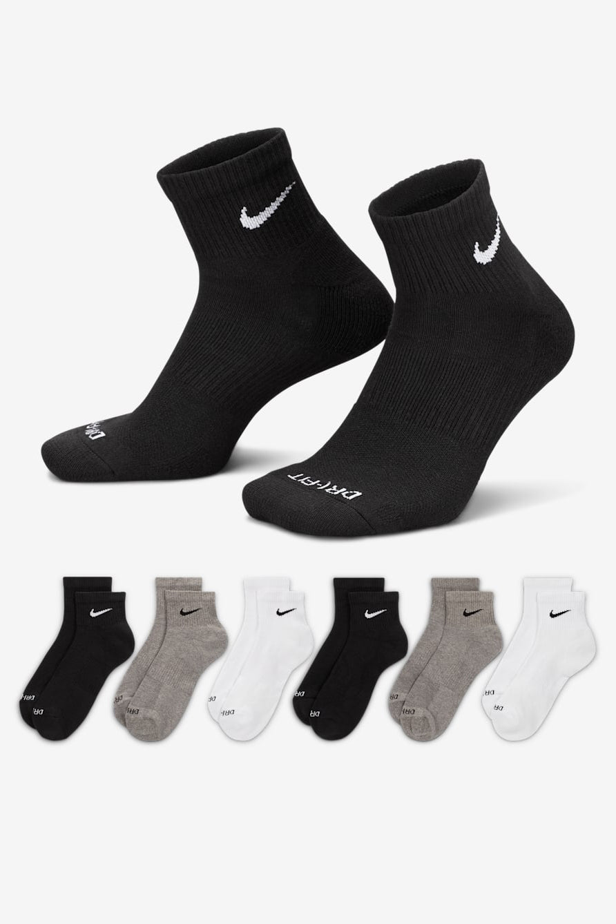 Sechserpack Socken - White + Grey Heather + Black