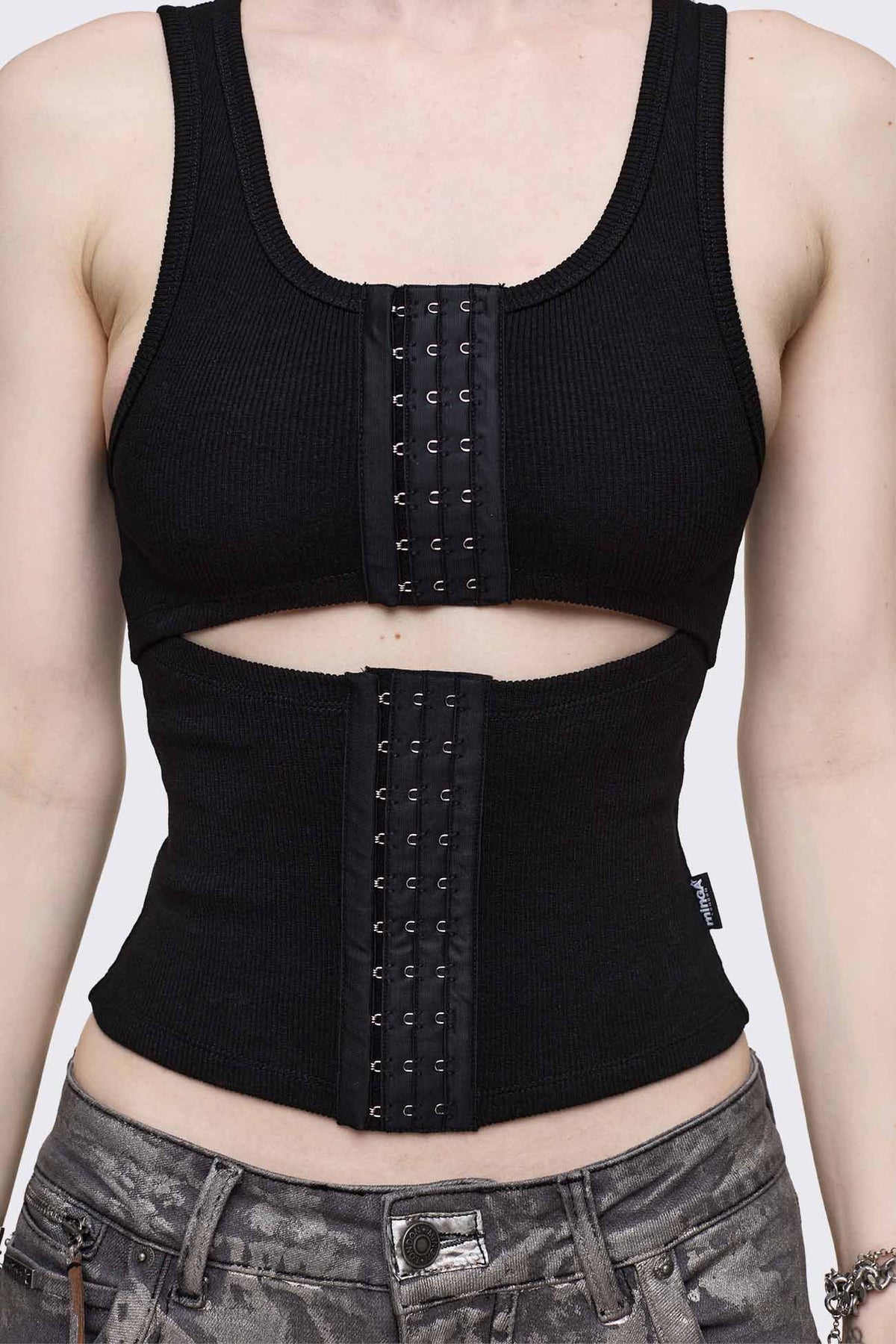 No Escape ribbed cropped tank top - Black