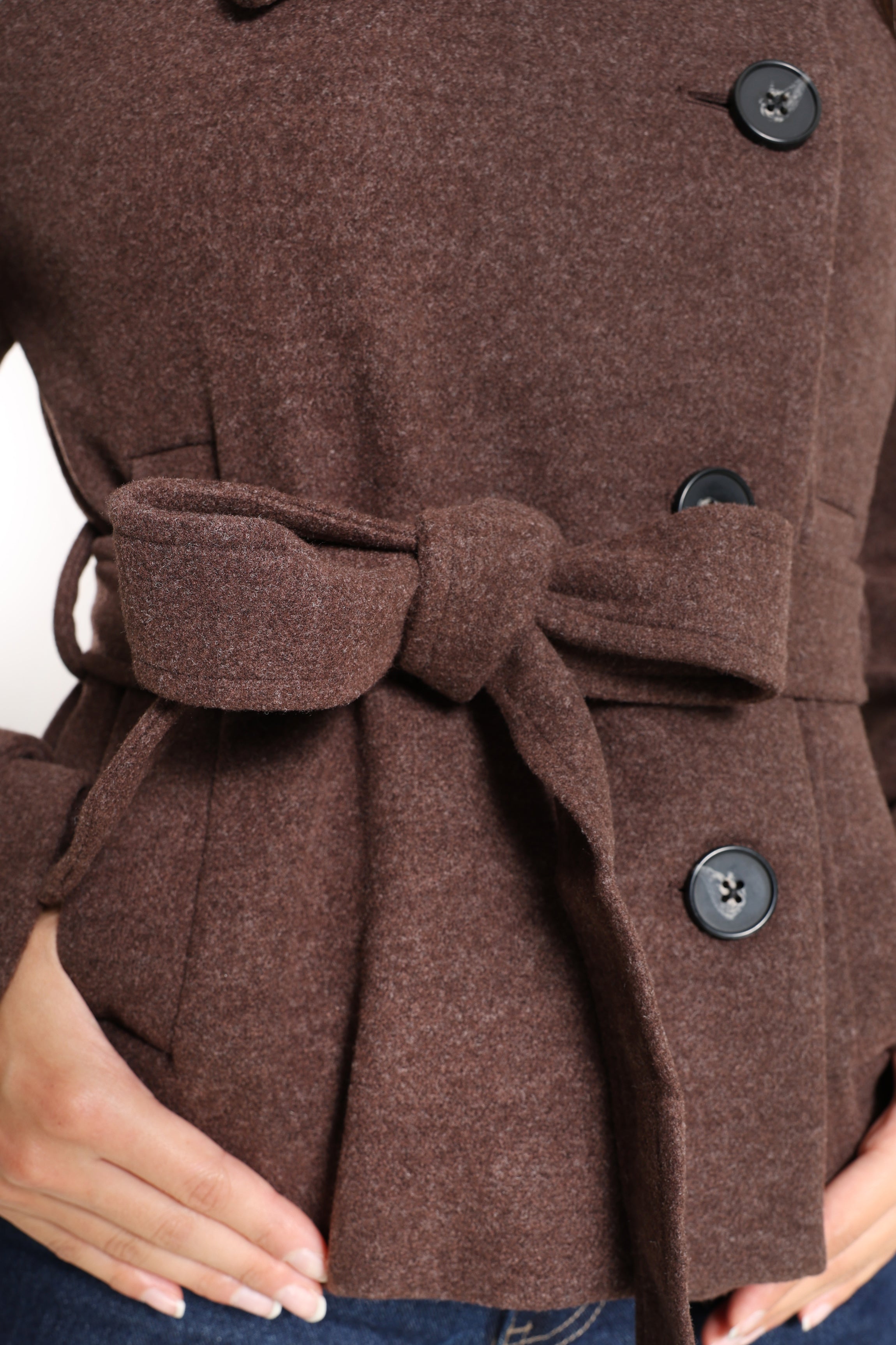 Manteau court - Brun foncé chiné